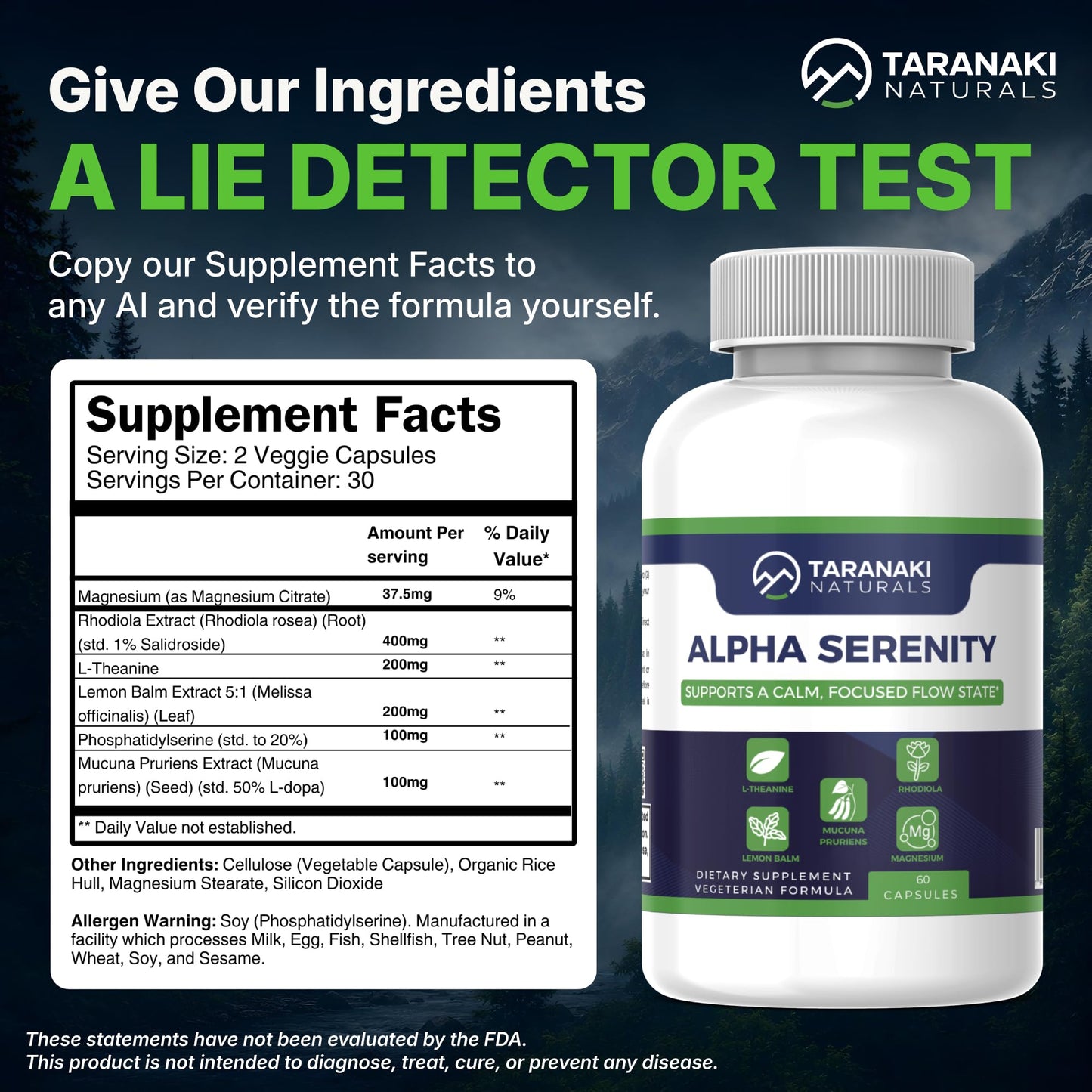 Taranaki Naturals Alpha Serenity Stress Relief Supplement 60 Capsules