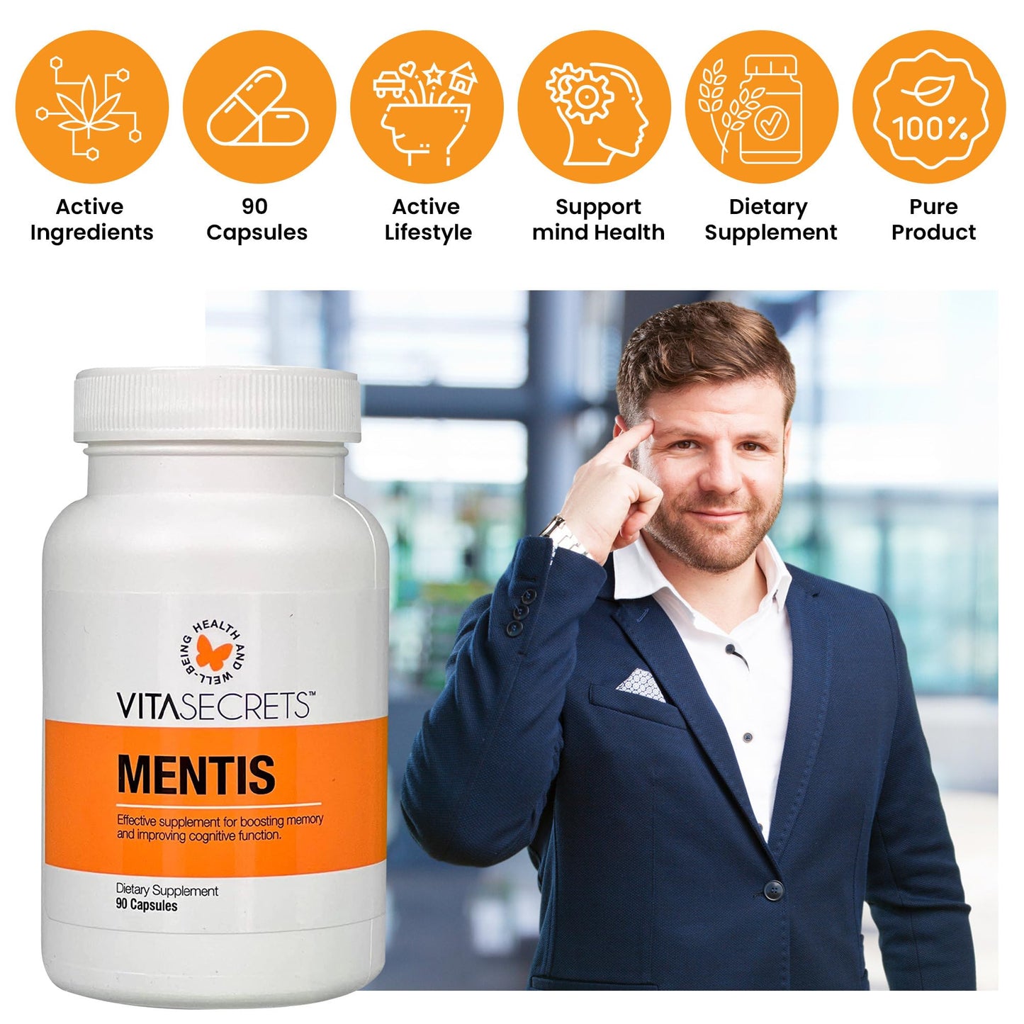 Vitasecrets Mentis Memory & Cognition Support Supplement 90 Capsules