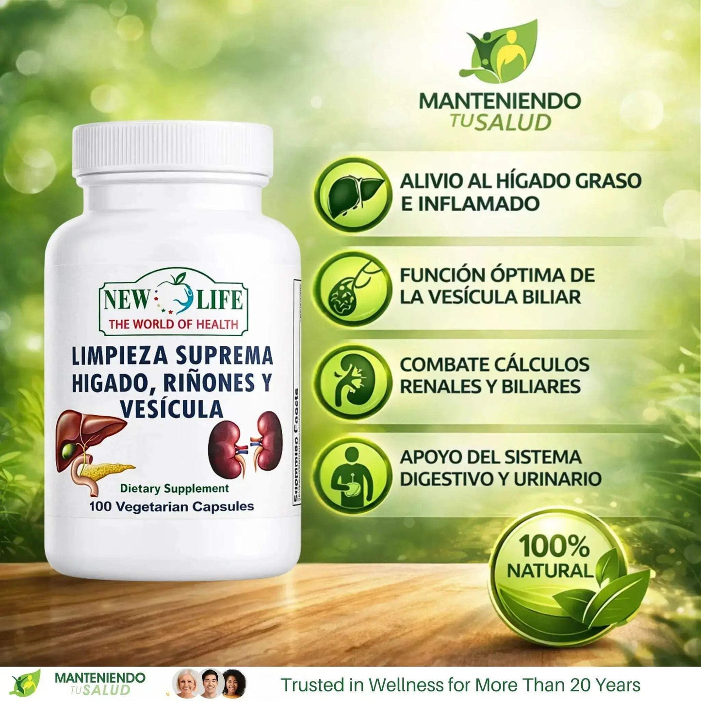 Manteniendo Tu Salud New Life Supreme Liver Cleanse with Dandelion Root and Milk Thistle Extract, Capsules, 100