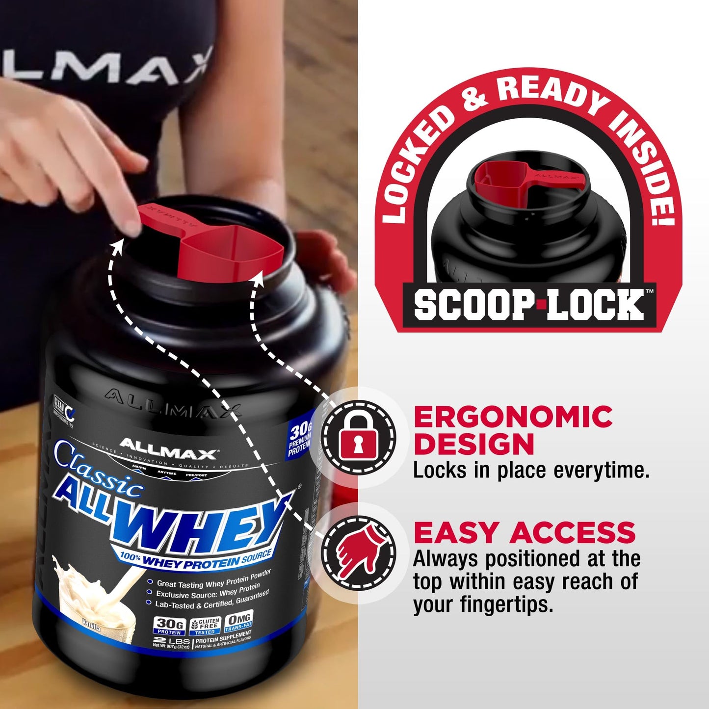 ALLMAX AllWhey Classic Whey Protein Powder, Vanilla, 2 lb, 32 Servings
