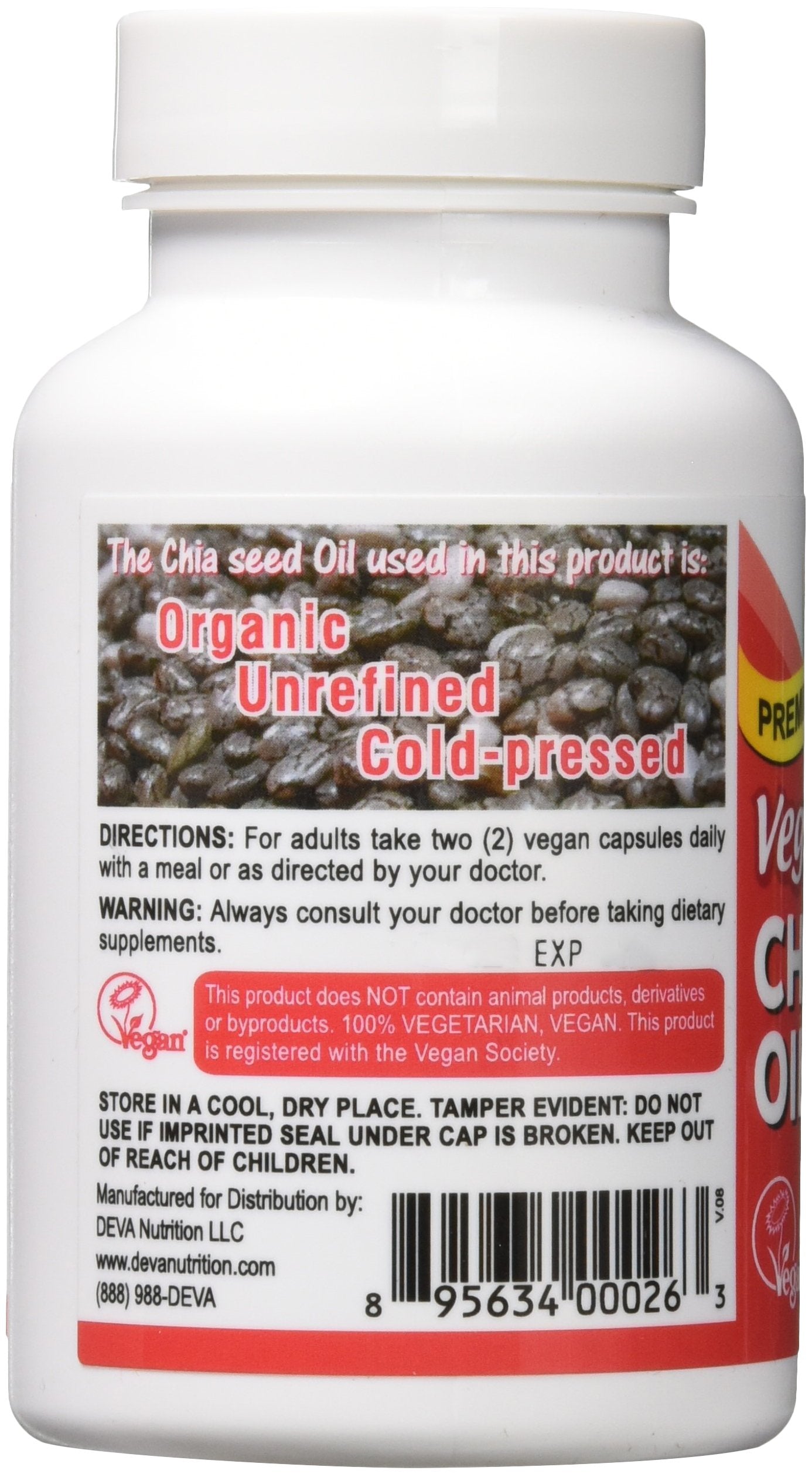 Deva Nutrition Chia Seed Oil 500 Mg Softgel 90 Count