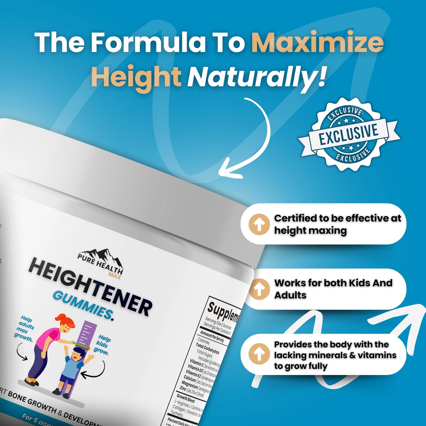 PURE HEALTH MAX Heightener Gummies 60 Gummies