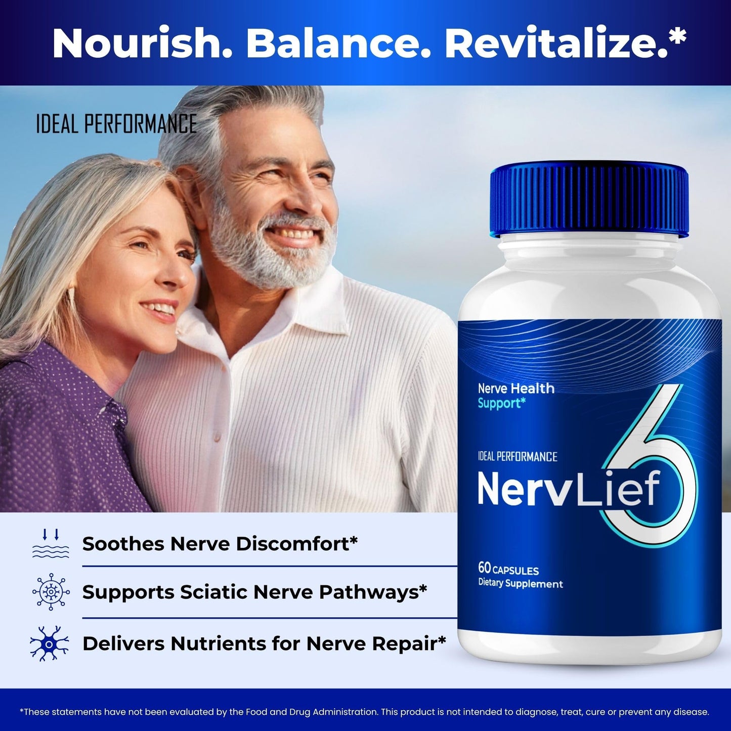 IDEAL PERFORMANCE NervLief 6 Advanced Nerve Health Supplement, 180 Capsules