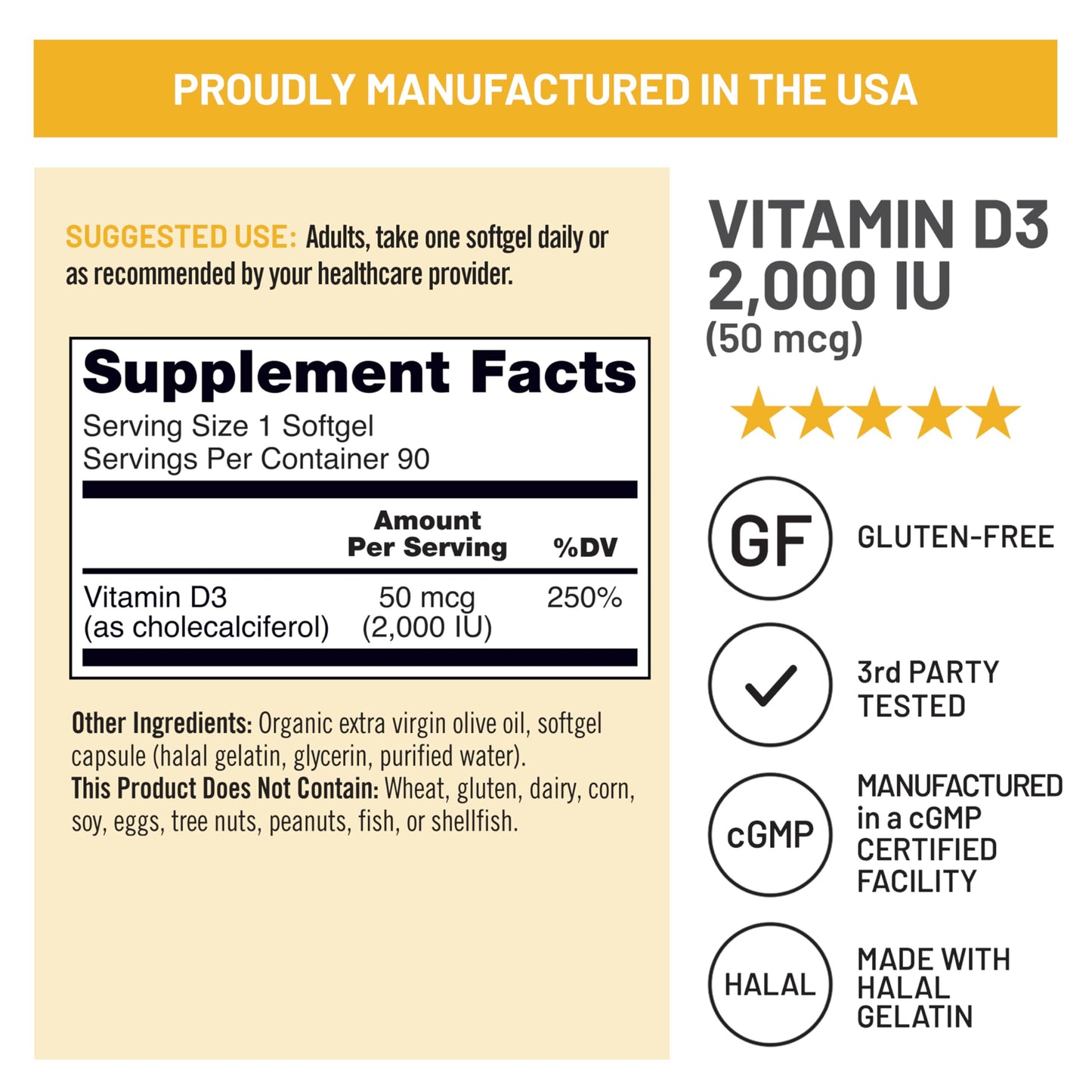 NatureWise Vitamin D3 2000 IU Immune Support Supplement Softgels 90 Count