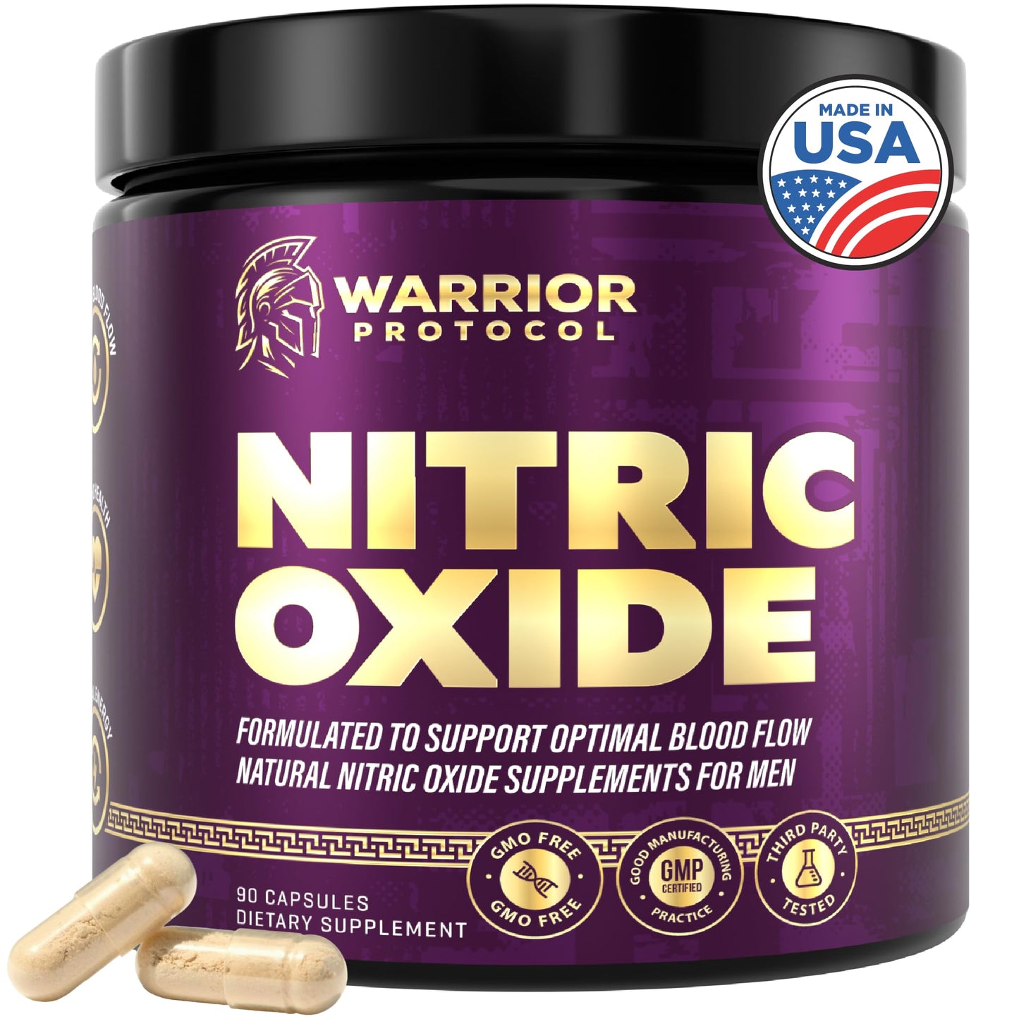 WARRIOR PROTOCOL Nitric Oxide Supplements for Men - Nitric Oxide Booster for Blood Flow, Stamina Booster, Alpha Energy and Endurance, 90 Capsules