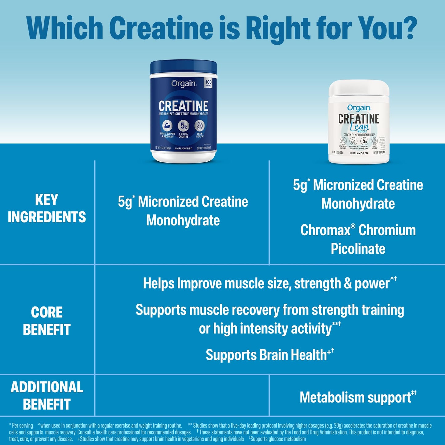 Orgain Micronized Creatine Monohydrate Lean Muscle Powder with Metabolism Blend, Powder, 8.82 oz