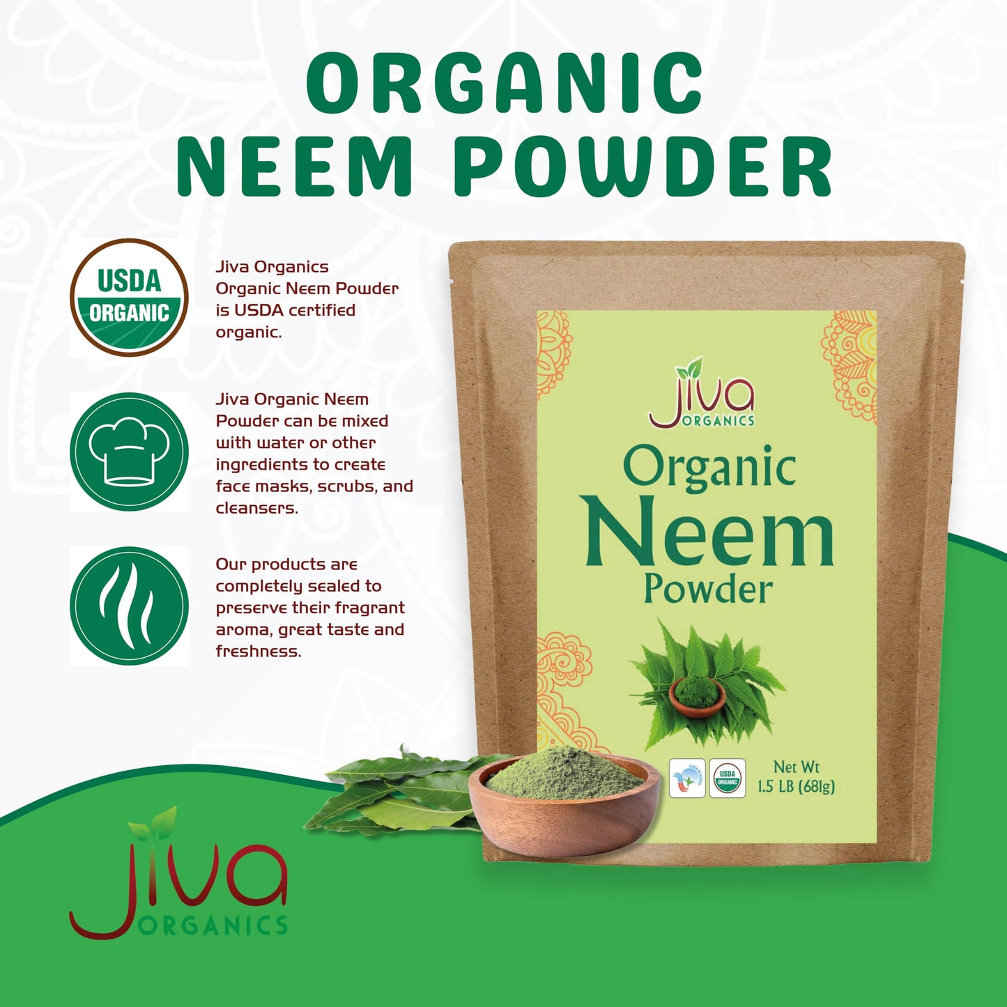 Jiva Organics Organic Neem Leaf Powder 24 oz