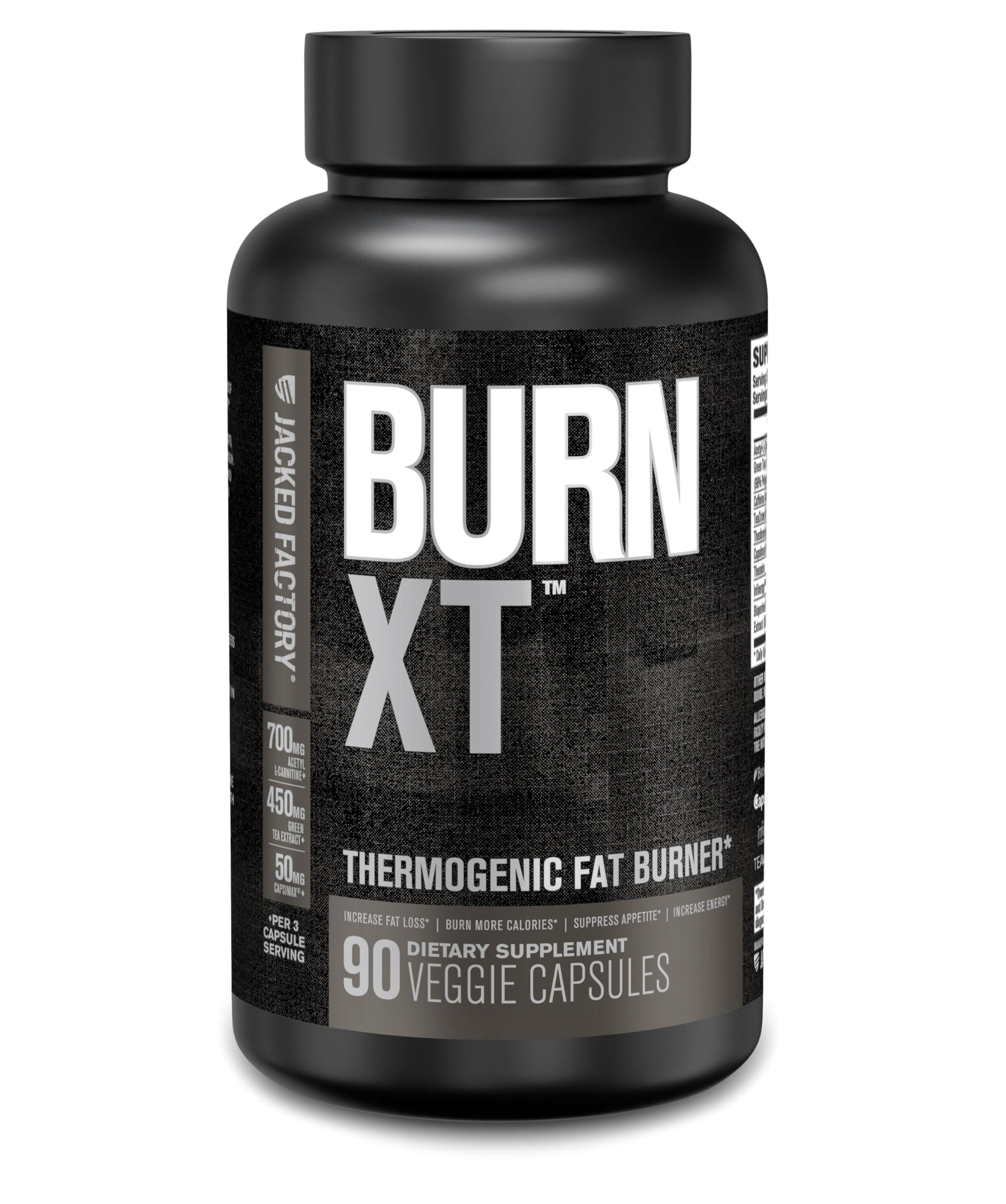 Jacked Factory Burn XT Black Thermogenic Fat Burner Capsule, 90 Count