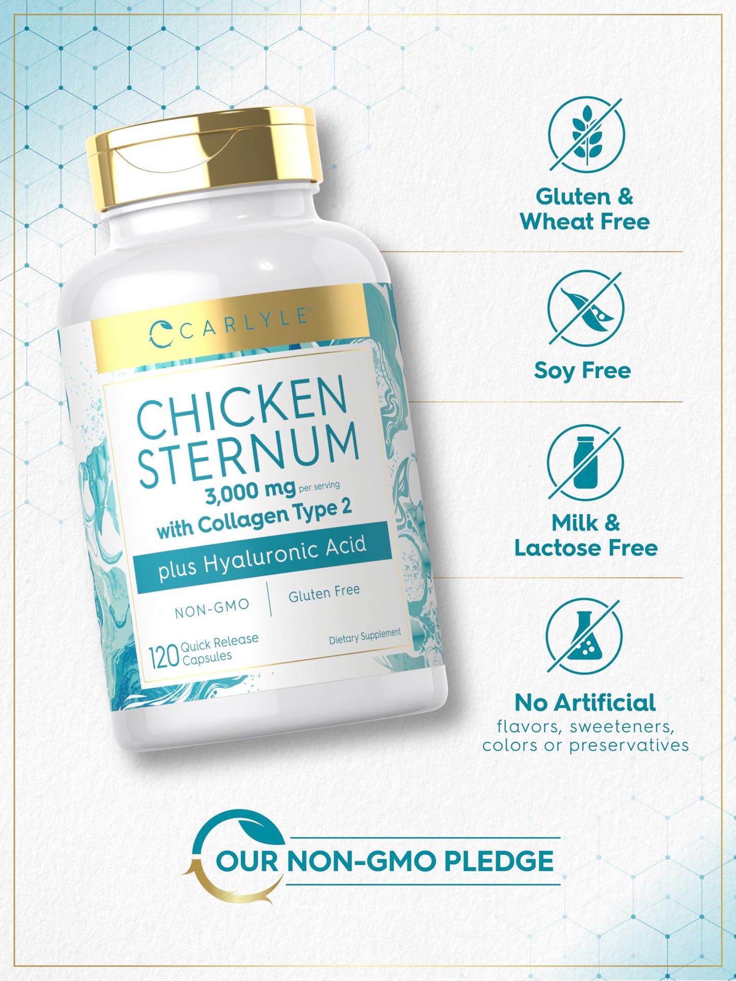 Carlyle Chicken Sternum Collagen Type 2 3000mg Capsules 120 Count