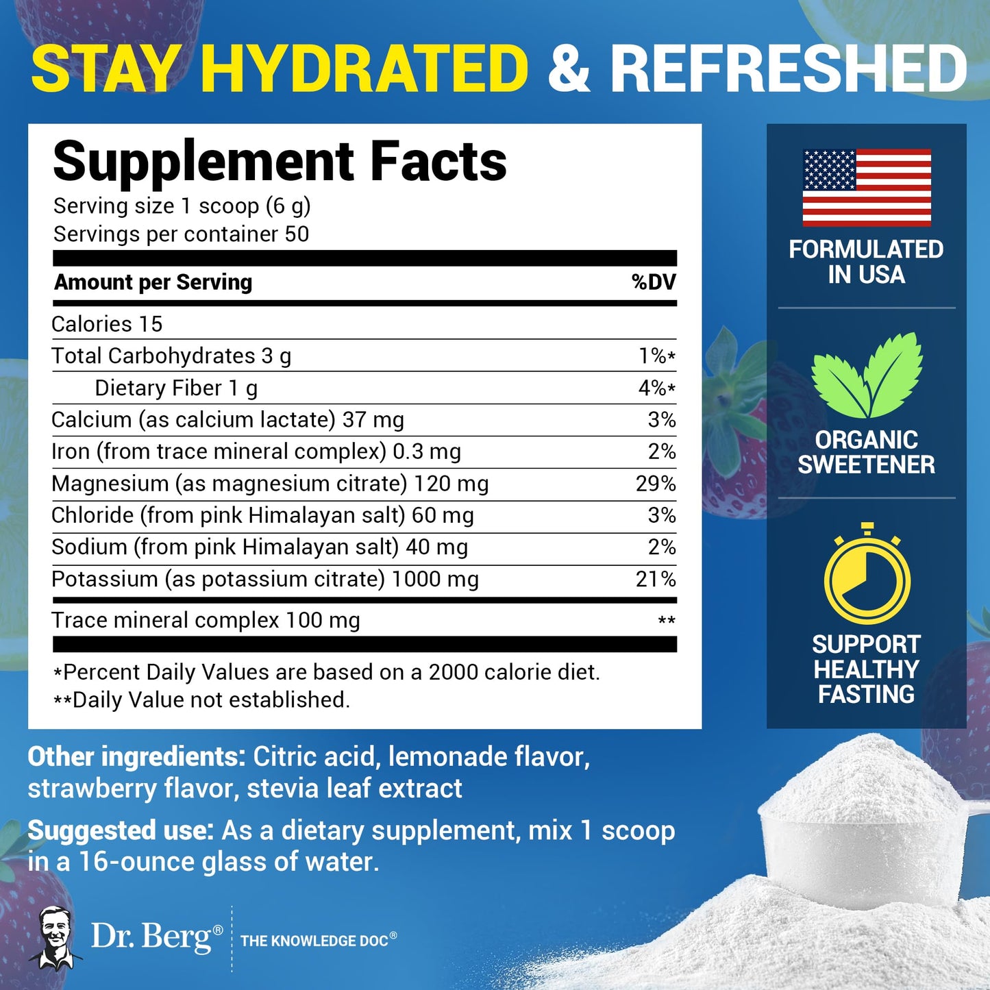 Dr. Berg Nutritionals Zero Sugar Hydration Keto Electrolyte Powder 10.58 oz