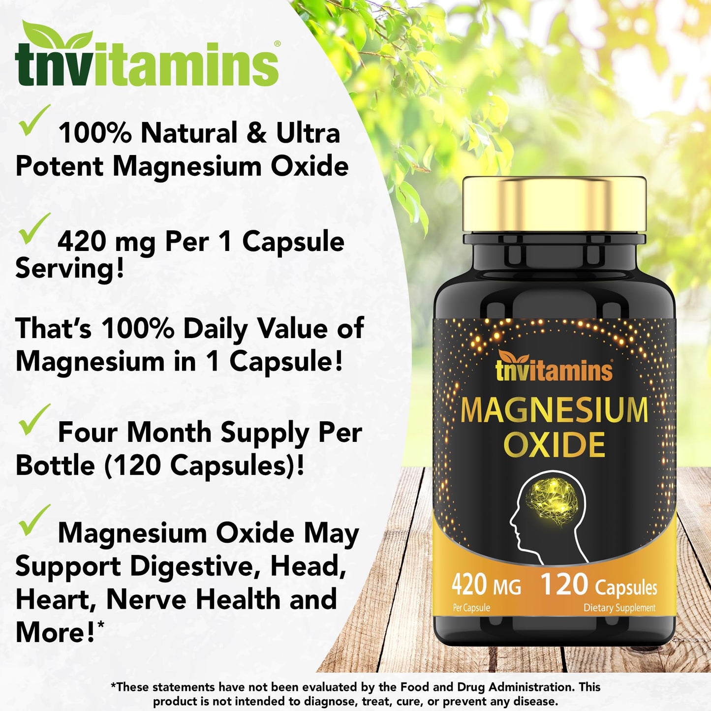 tnvitamins Magnesium Oxide 420mg 120 Capsules