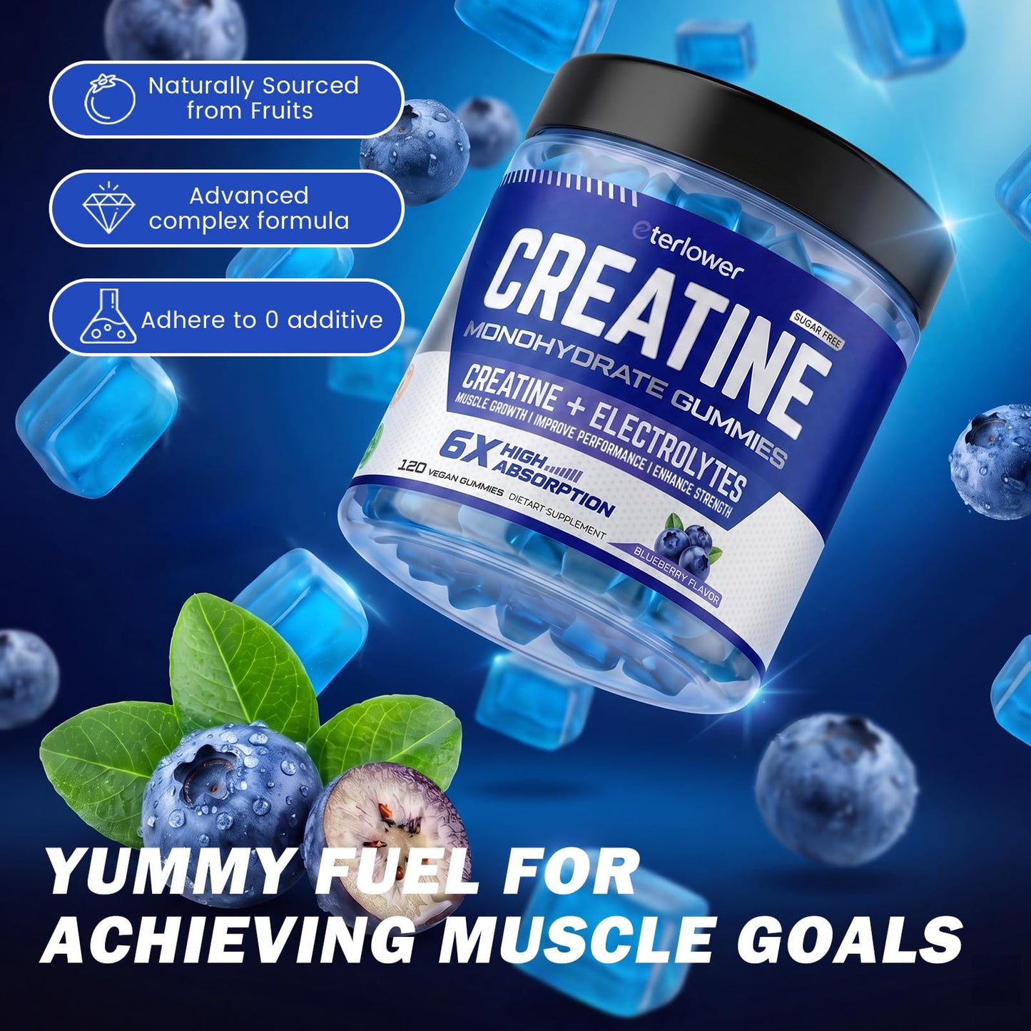 eterlower Creatine Monohydrate Gummies 5g Chewable, 119 Count