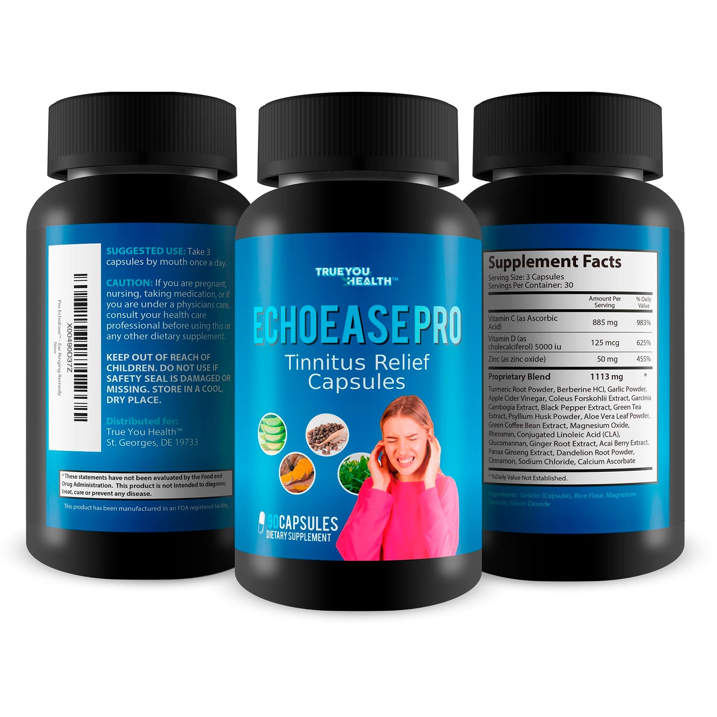 True You Health Pro EchoEase Tinnitus Relief Capsules, 90 Count
