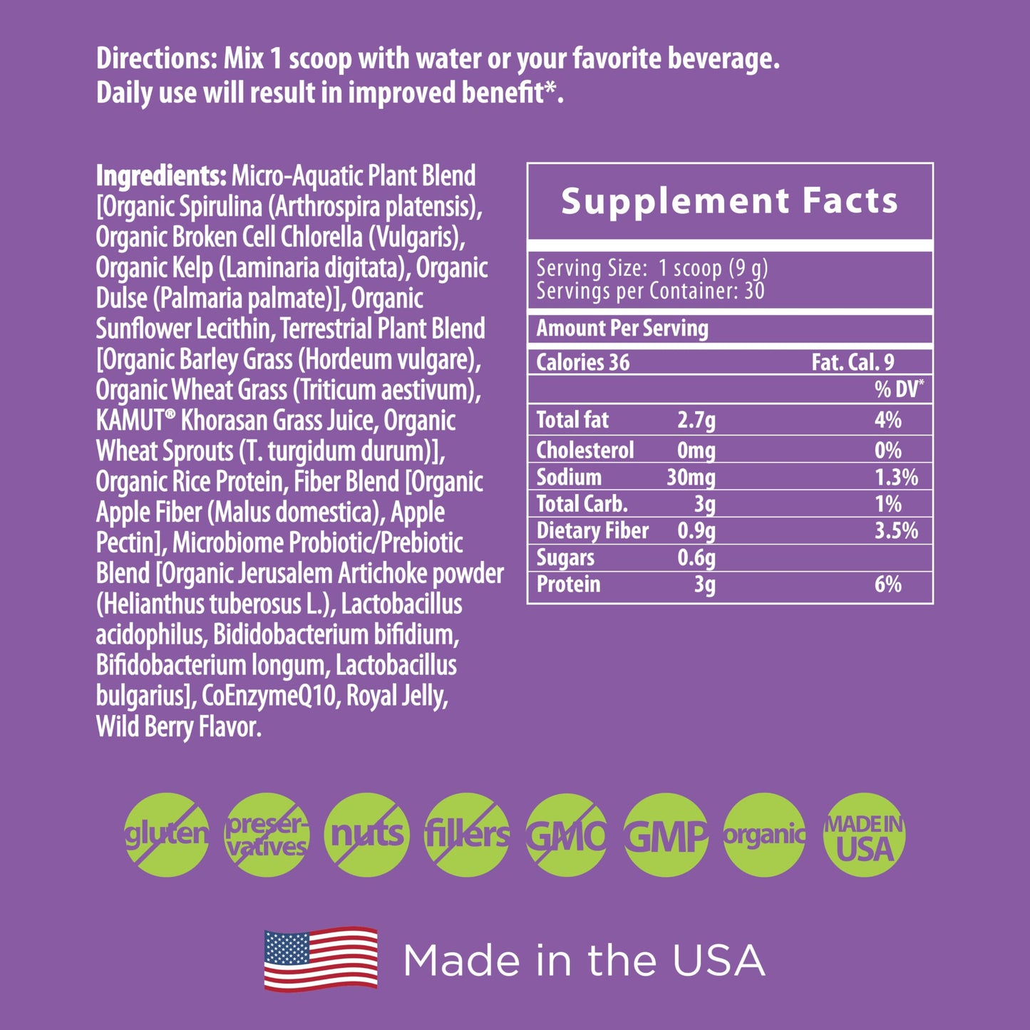 California Physicians Supplements Green Power Organic Superfood Greens Powder 9.52 Ounce