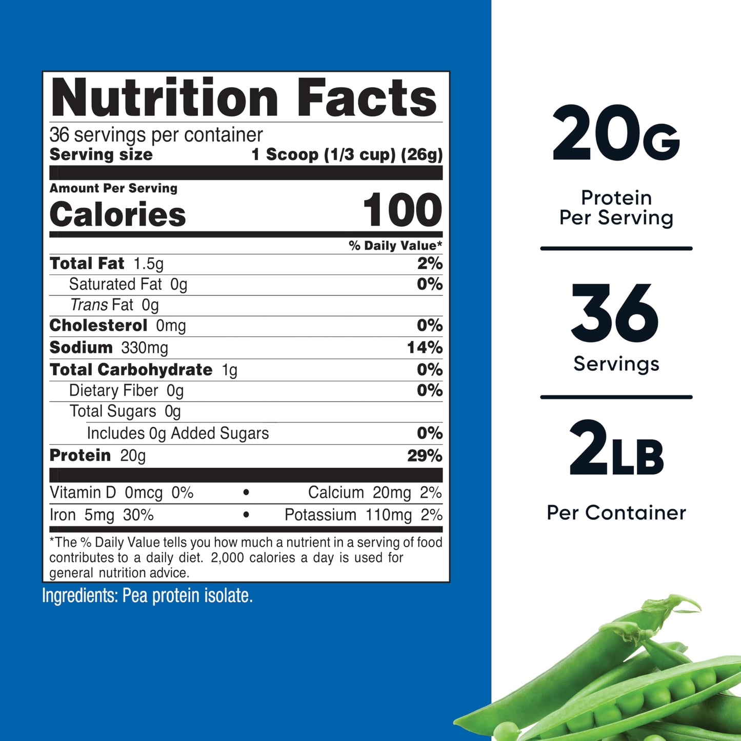 Nutricost Pea Protein Powder, Unflavored, 32.4 oz