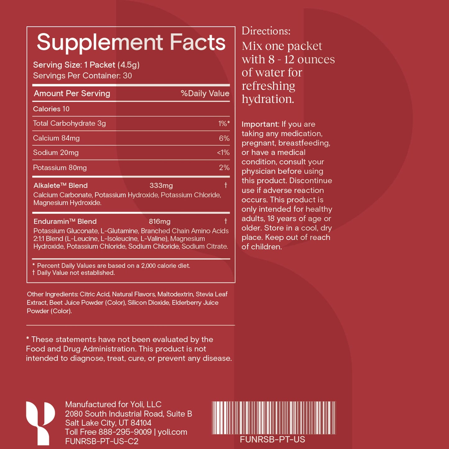 Yoli Electrolyte Powder Packets, Alkalete Blend, 4.7 Ounce Pack of 1