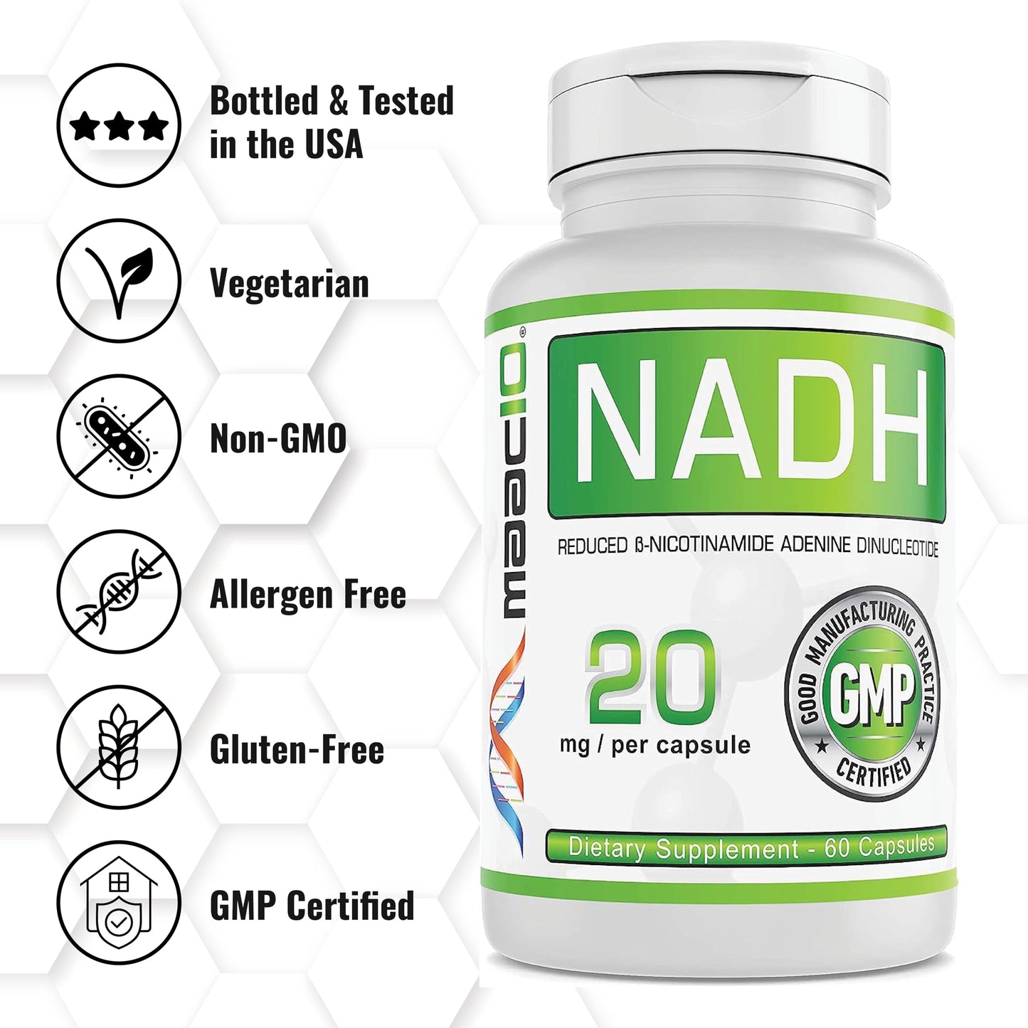 MAAC10 NADH Supplement Capsules 60 Count
