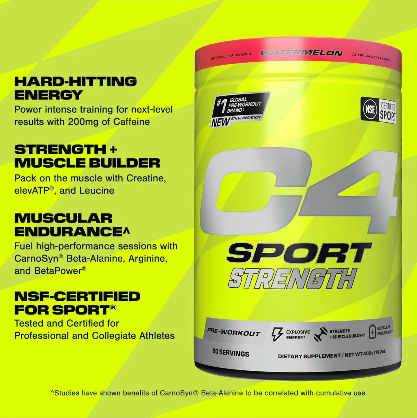 C4 Sport Strength Pre Workout Powder 14.18 Ounce