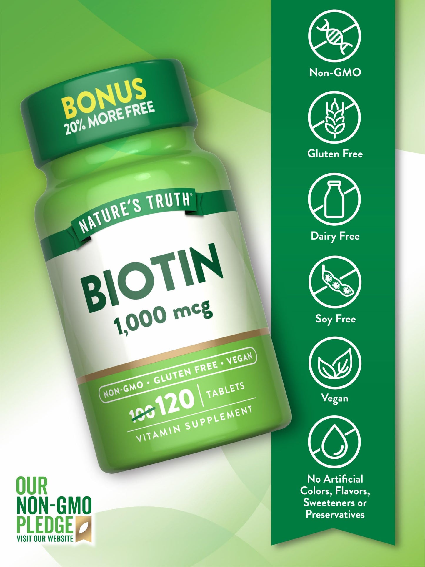 Nature's Truth Biotin 1000mcg, 120 Tablets