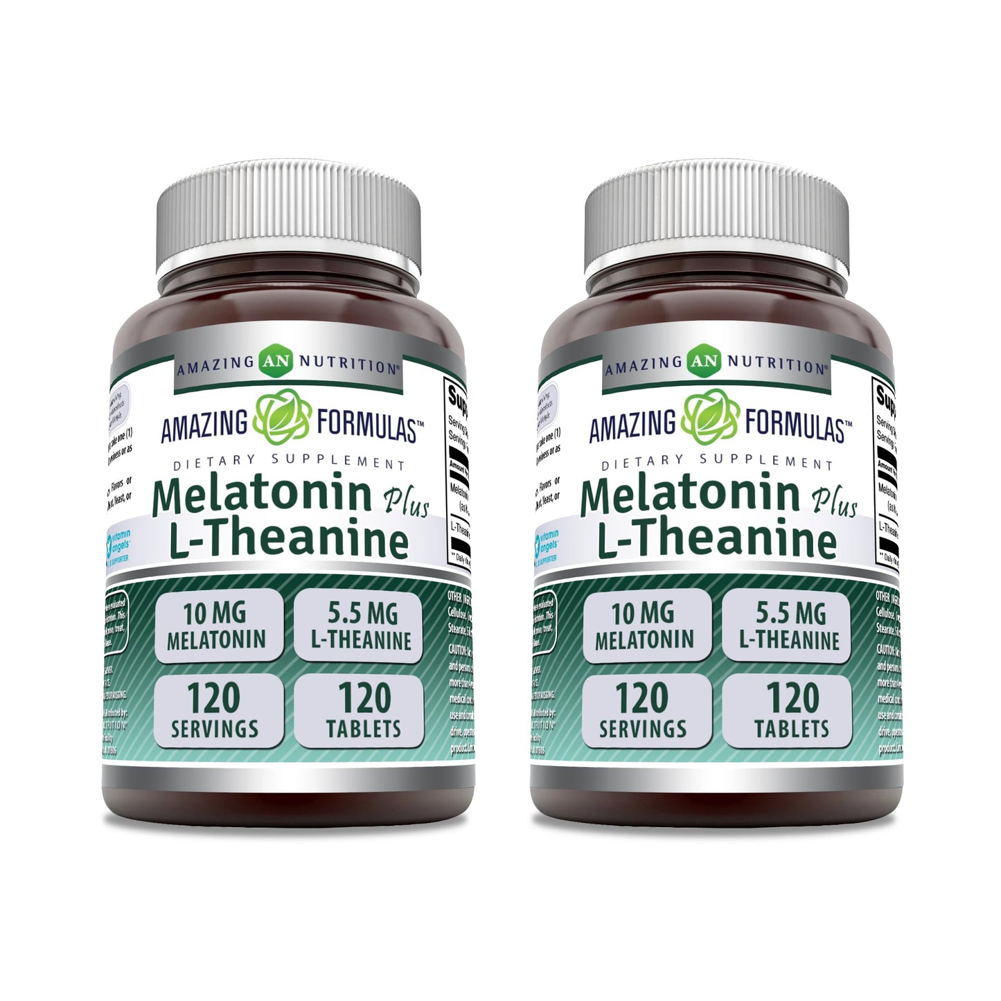 Amazing Nutrition Melatonin 10 mg plus L-Theanine 5.5 mg Supplement, Tablet, 1 Count