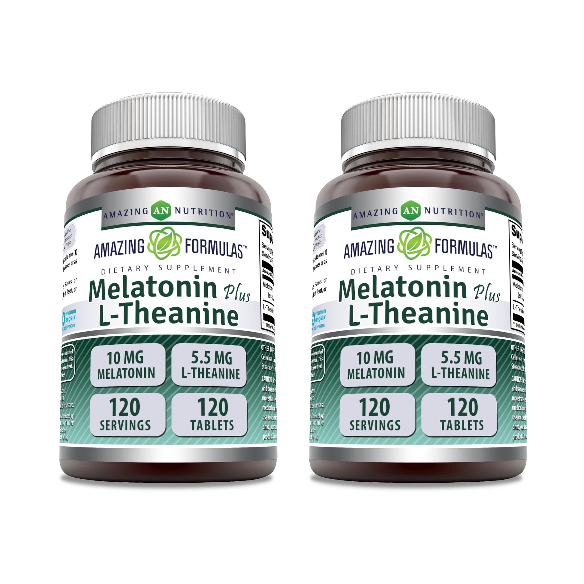 Amazing Nutrition Melatonin 10 mg plus L-Theanine 5.5 mg Supplement, Tablet, 1 Count
