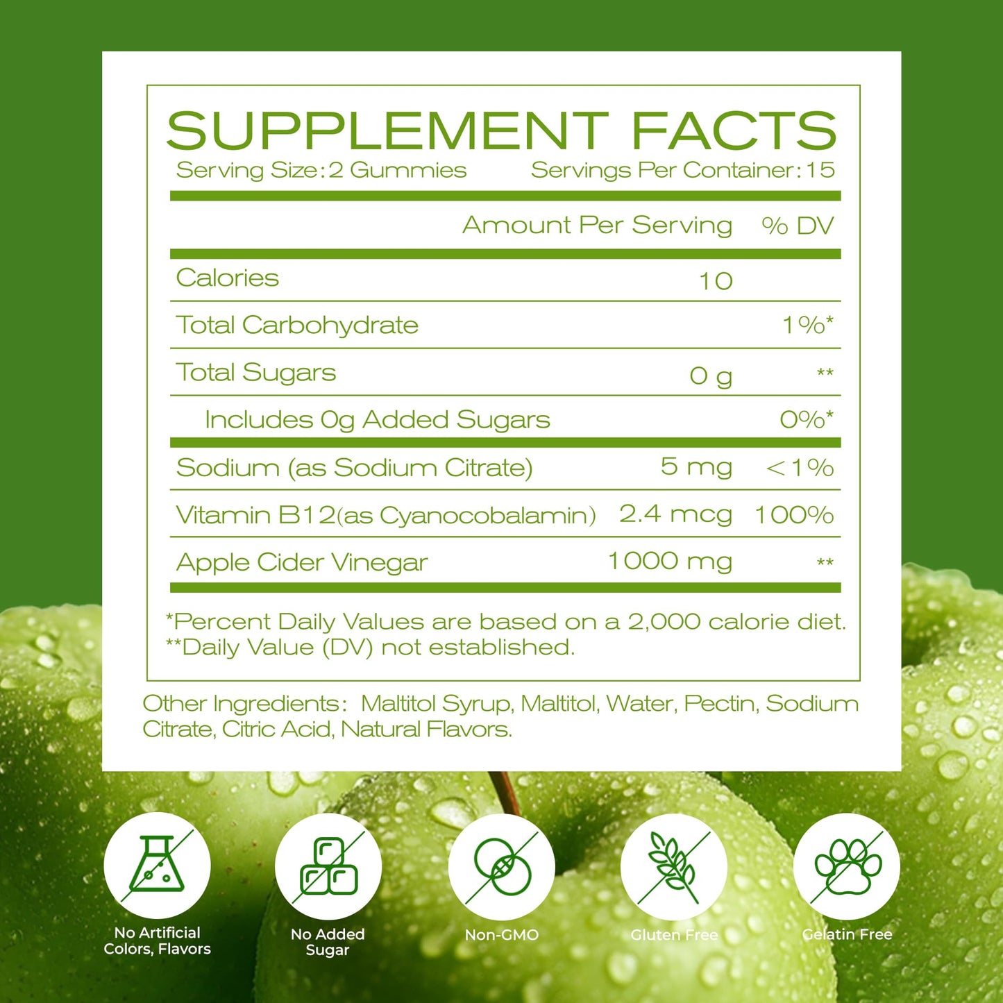 NEWELLME ACV Gummies with the Mother & B12, Sugar-Free, Great-Tasting Vegan Gummies for Digestion, Metabolism & Daily Energy Support, 30 Count