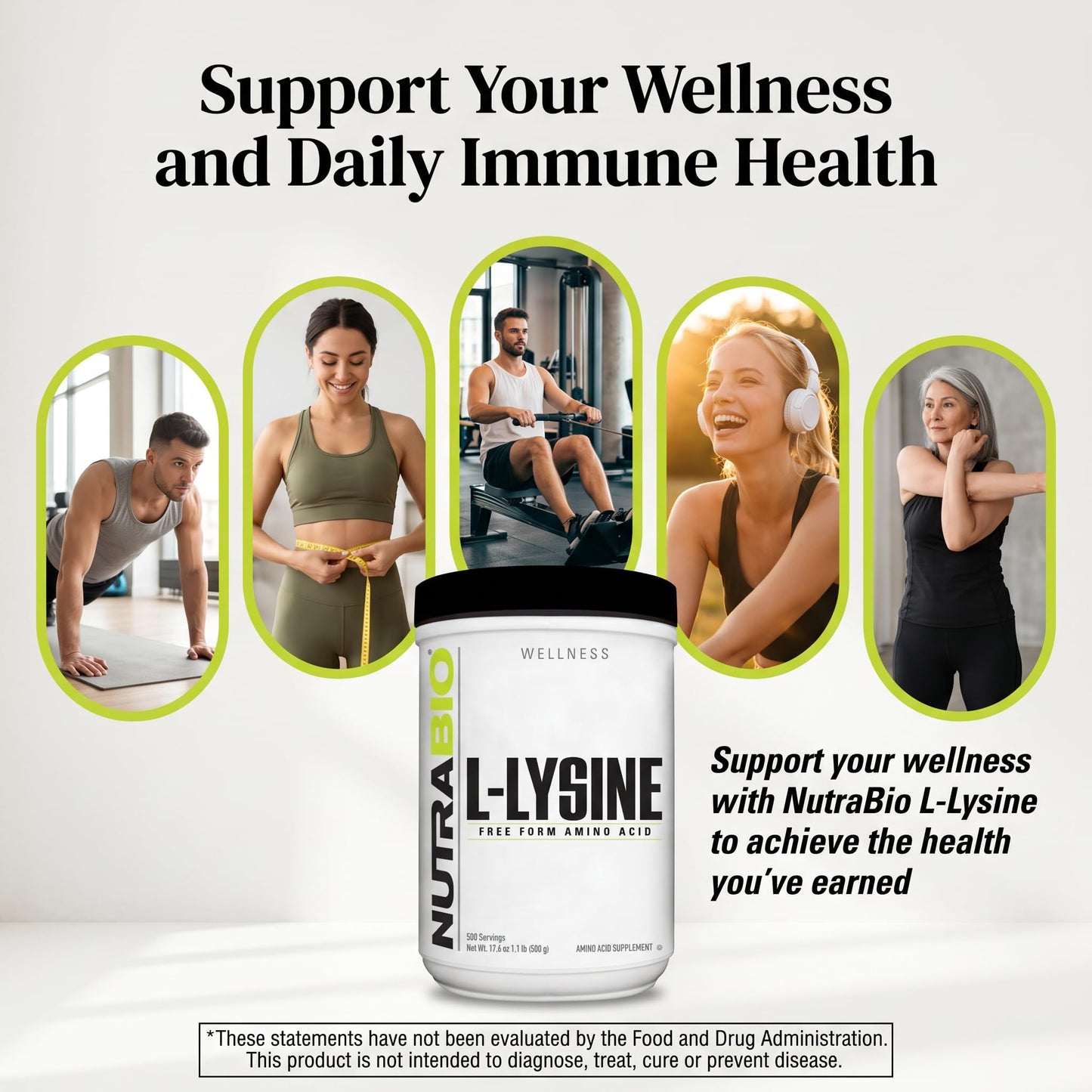 NutraBio L-Lysine Powder 17.6 oz