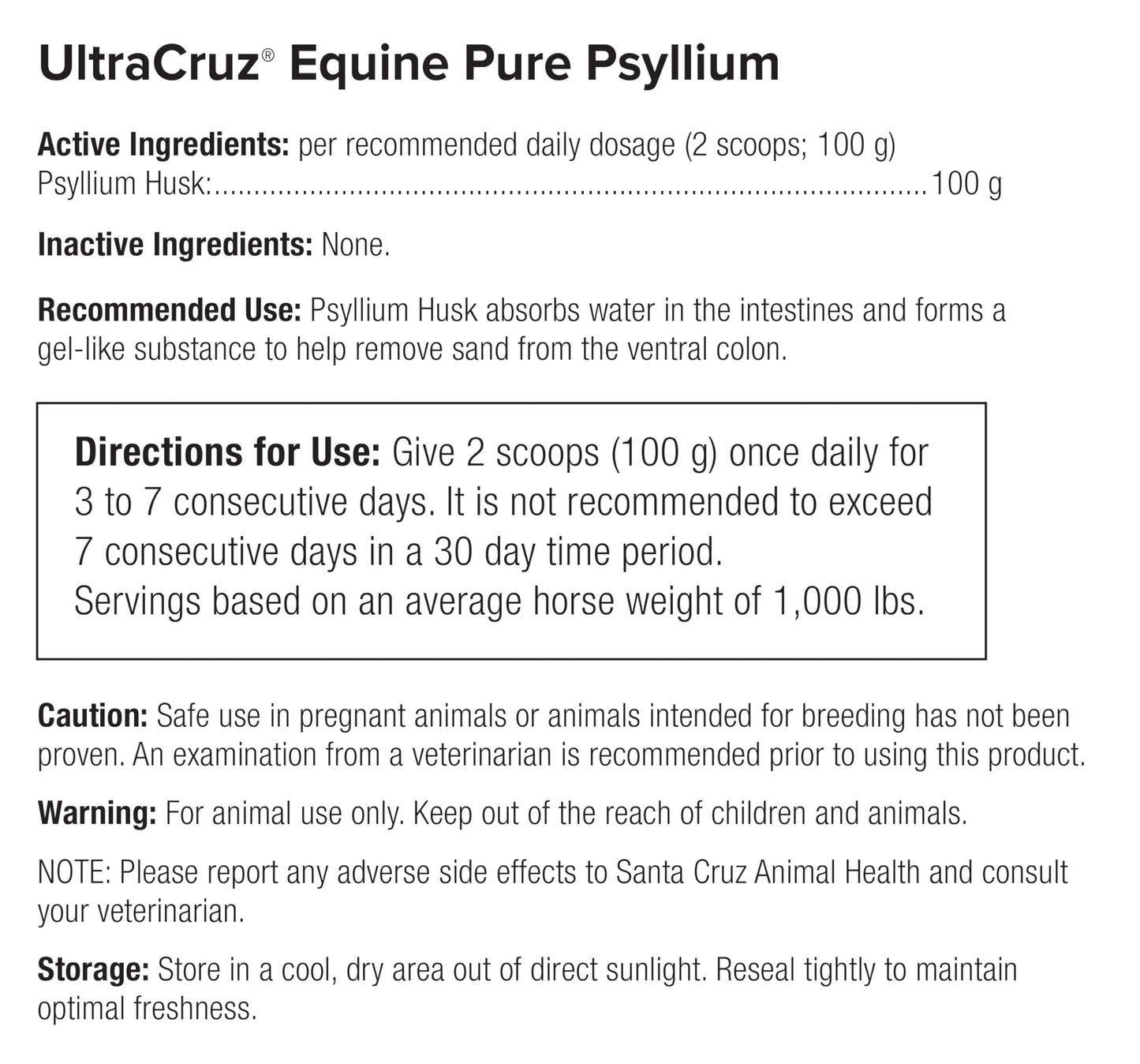 UltraCruz Equine Pure Psyllium Powder, 1