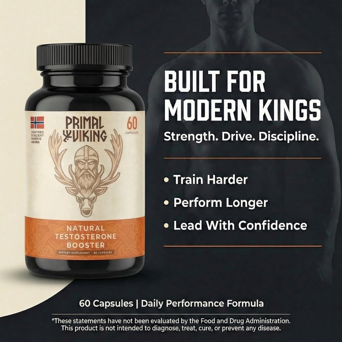 Primal Viking Men Wellness and Vitality Supplement Capsule 60 Count