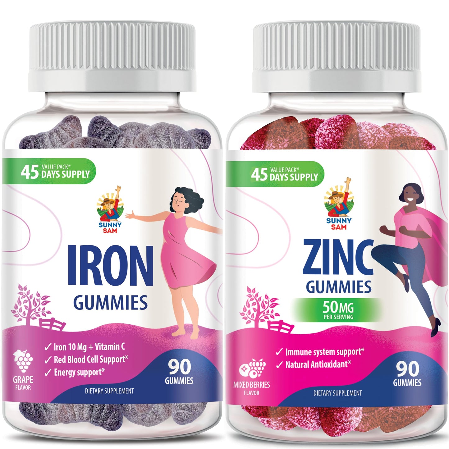 Sunny Sam Zinc Gummies for Adults & Iron Gummies for Adults, Gummies, 1