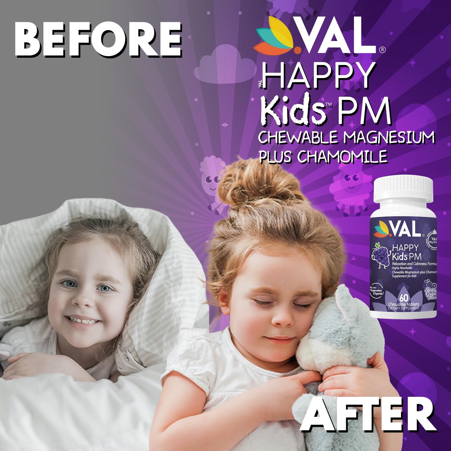 VAL Kids PM Magnesium Tablet, 60 Count