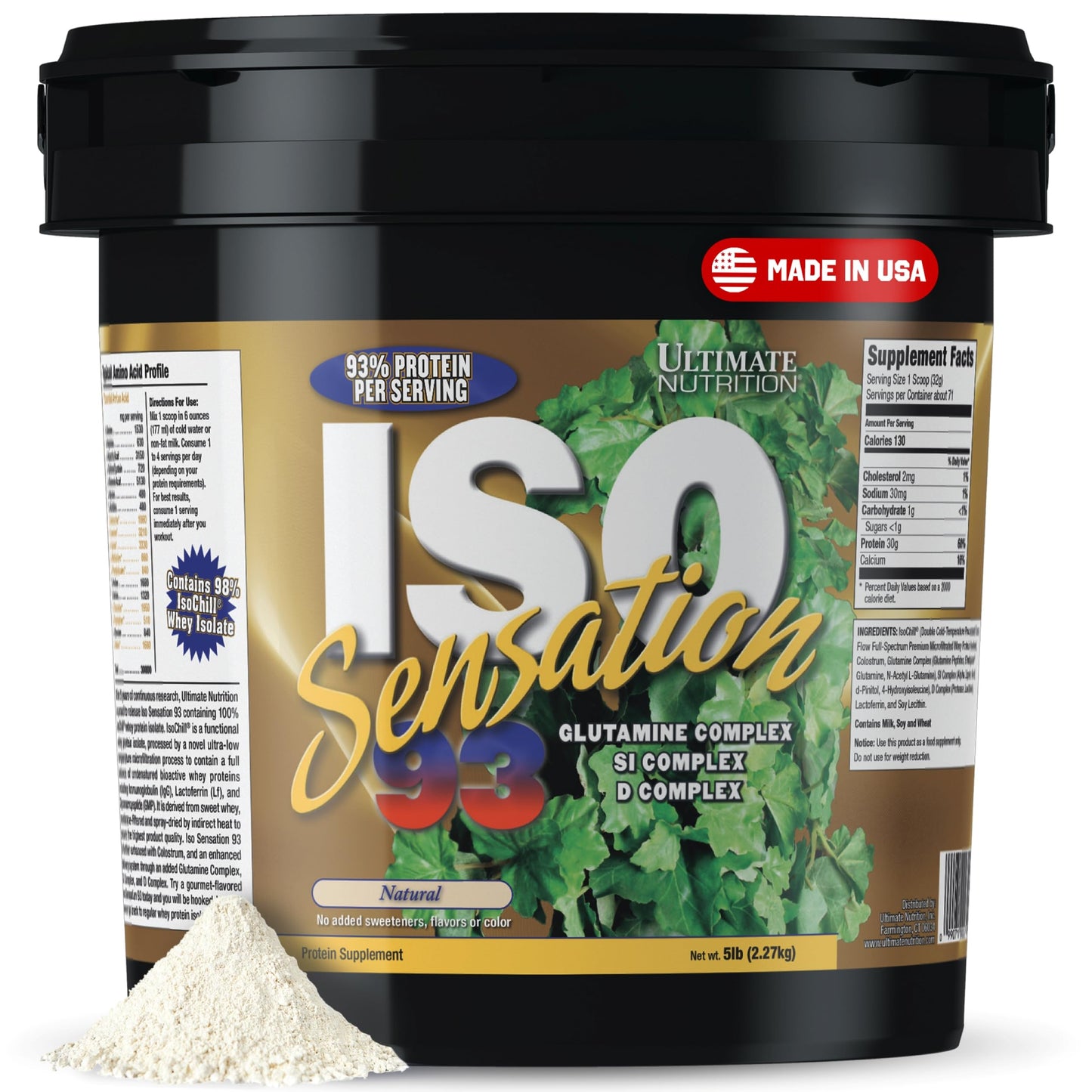 Ultimate Nutrition ISO Sensation 93 Whey Isolate Powder Natural 80 Servings