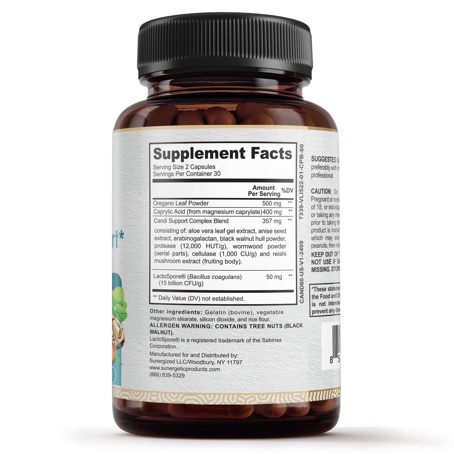 Sunergetic Candida Support Capsules 60 Count