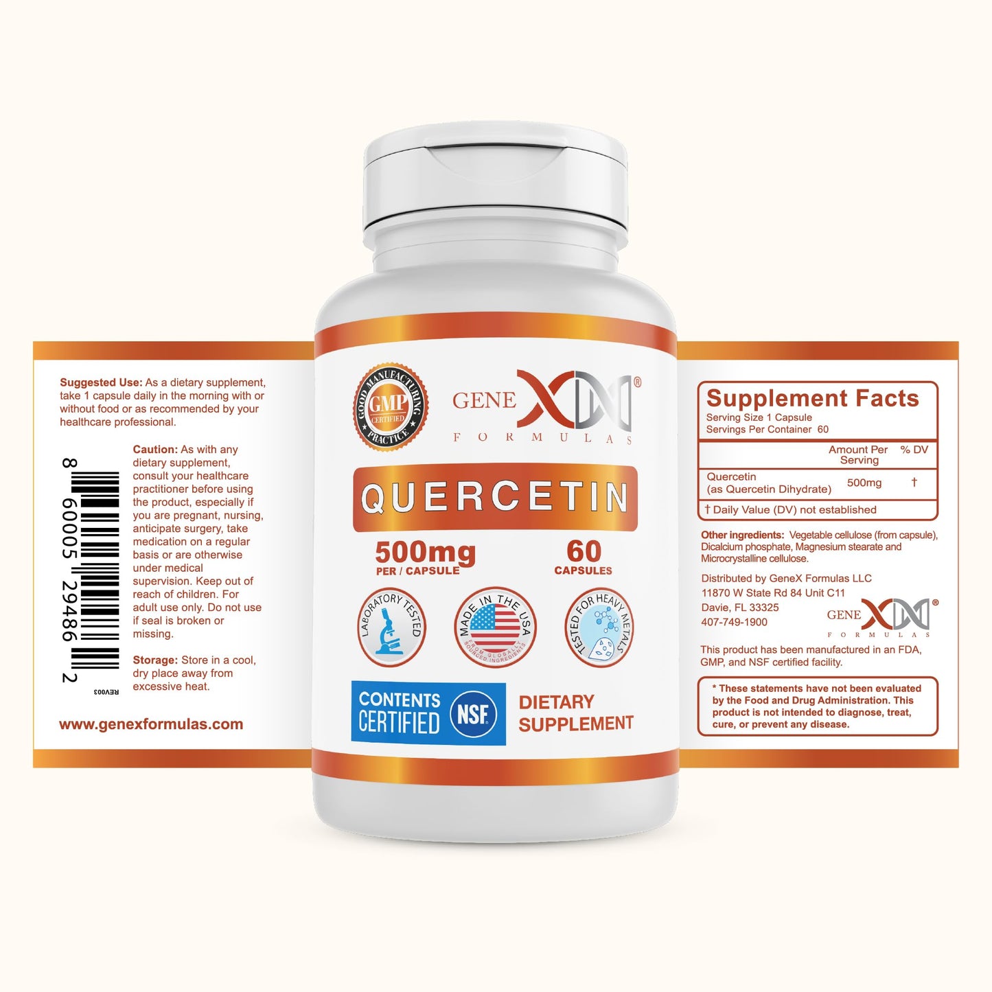 Genex Formulas Quercetin 500mg Capsule, 300 Capsules