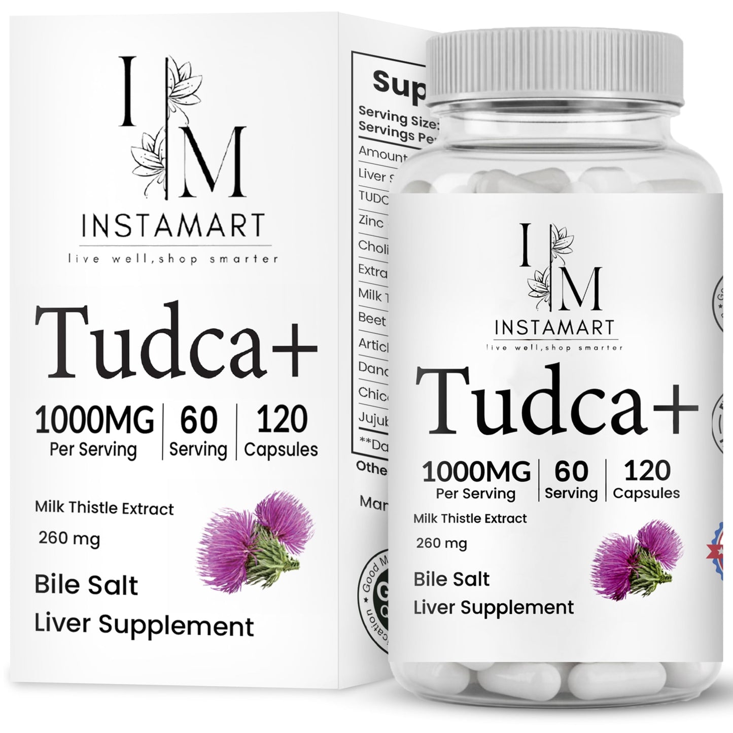 INSTAMART Tudca Supplement Organic 1000mg Capsule, 120 Capsules