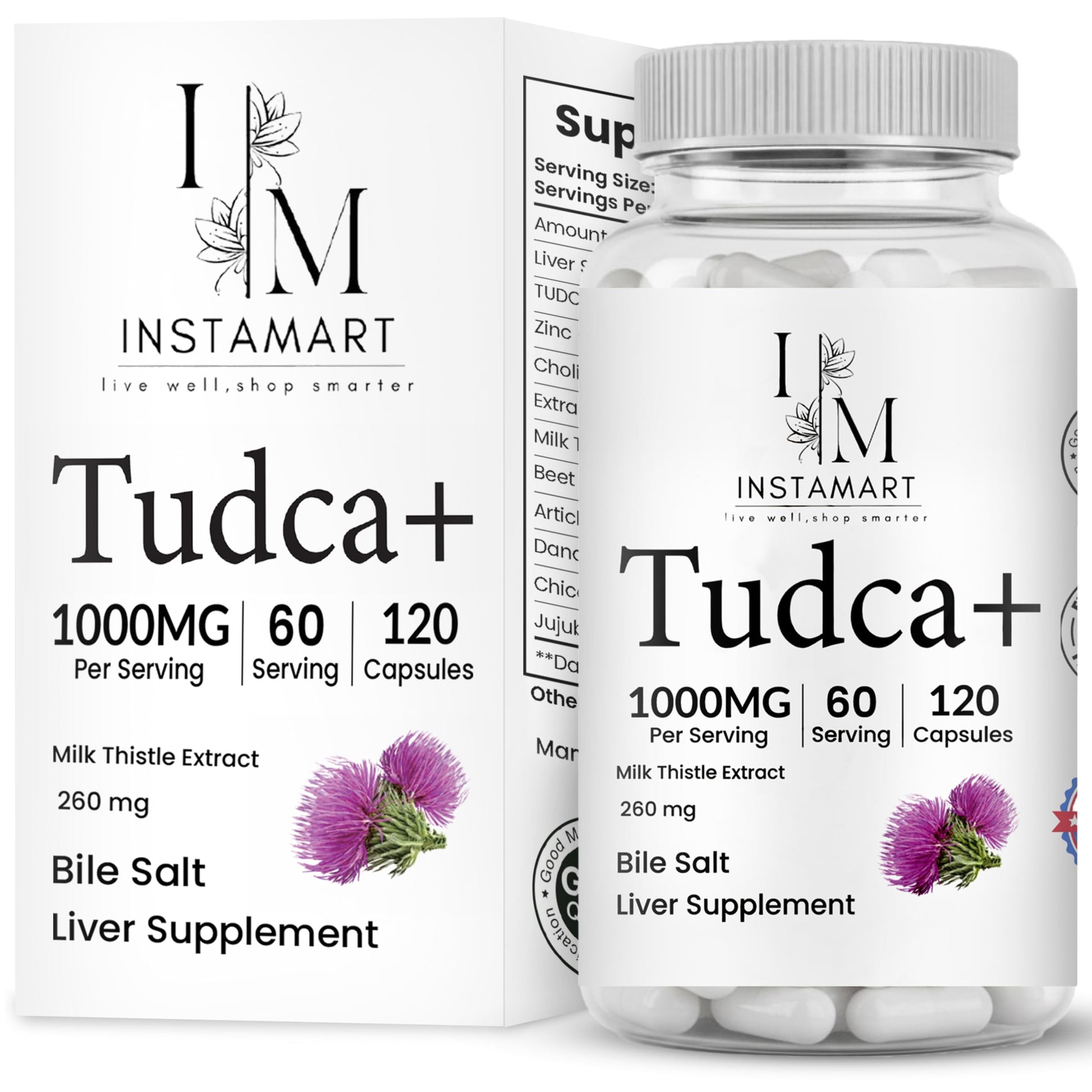 INSTAMART Tudca Supplement Organic 1000mg Capsule, 120 Capsules