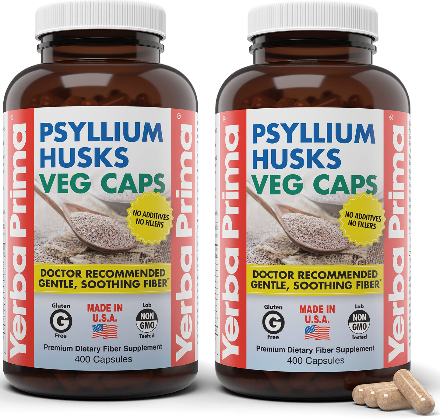 Yerba Prima Psyllium Husks Veg Capsules 800 Capsules