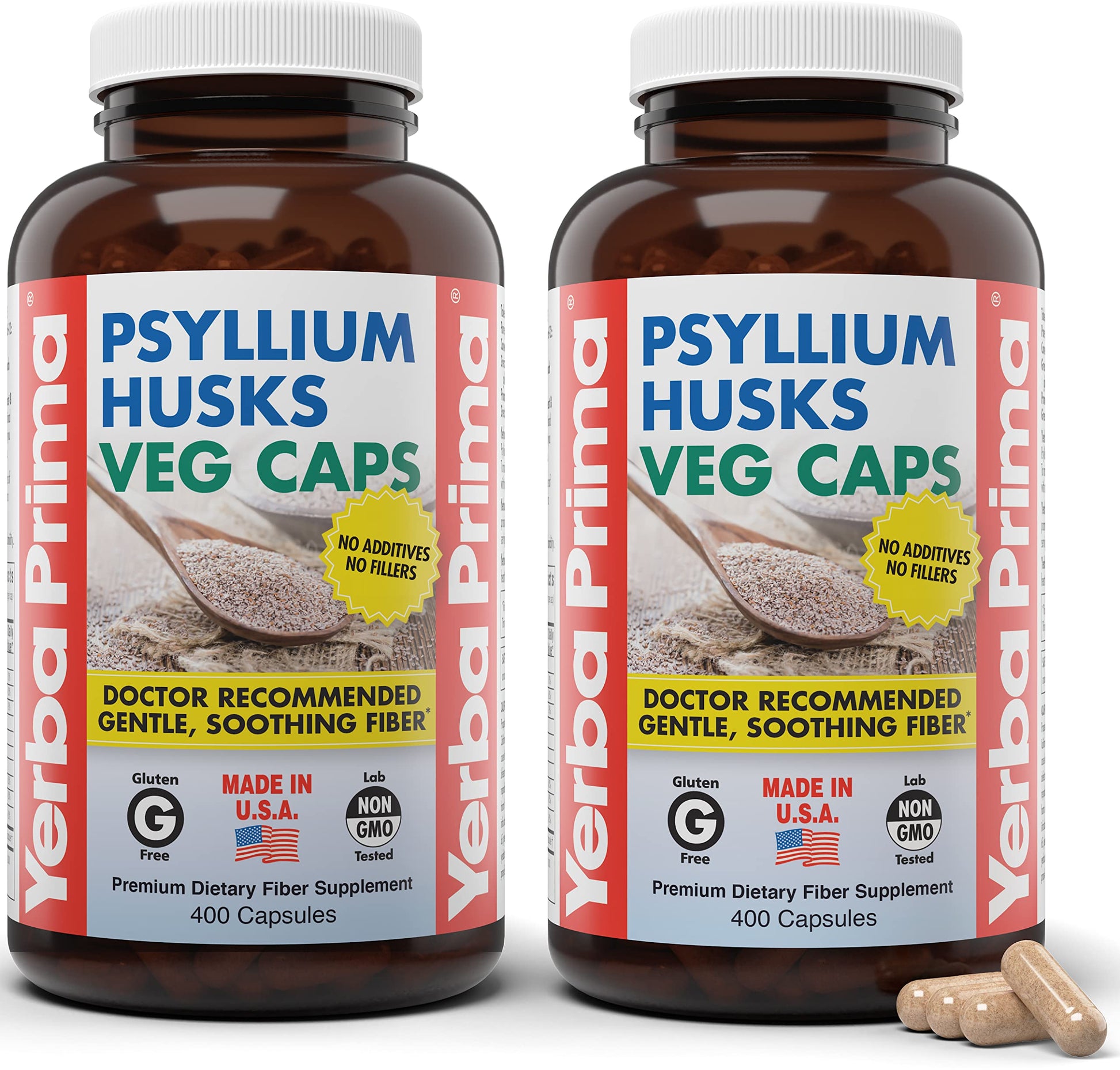 Yerba Prima Psyllium Husks Veg Capsules 800 Capsules