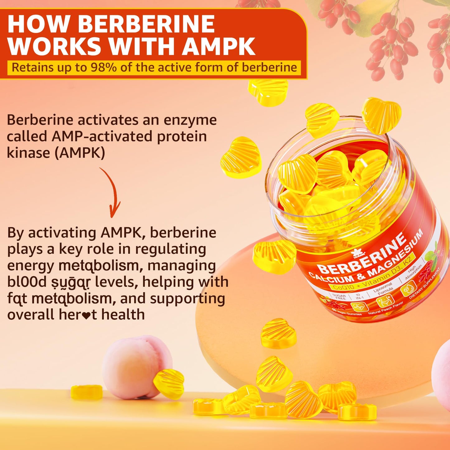 LILICARE Berberine Supplement Gummies, 120 Count