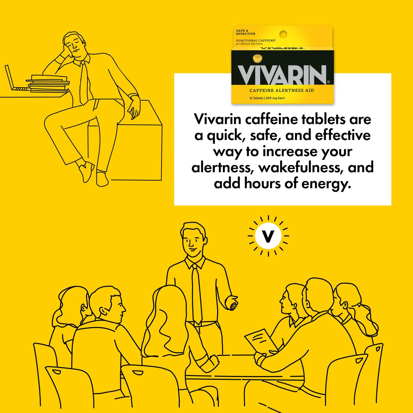 Vivarin Caffeine Pills 200mg Tablet, 16 Tablets