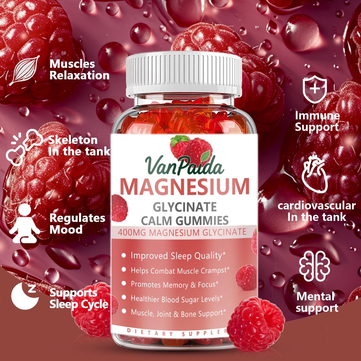 Van Paida Magnesium Glycinate 400mg Gummies, 60 Count