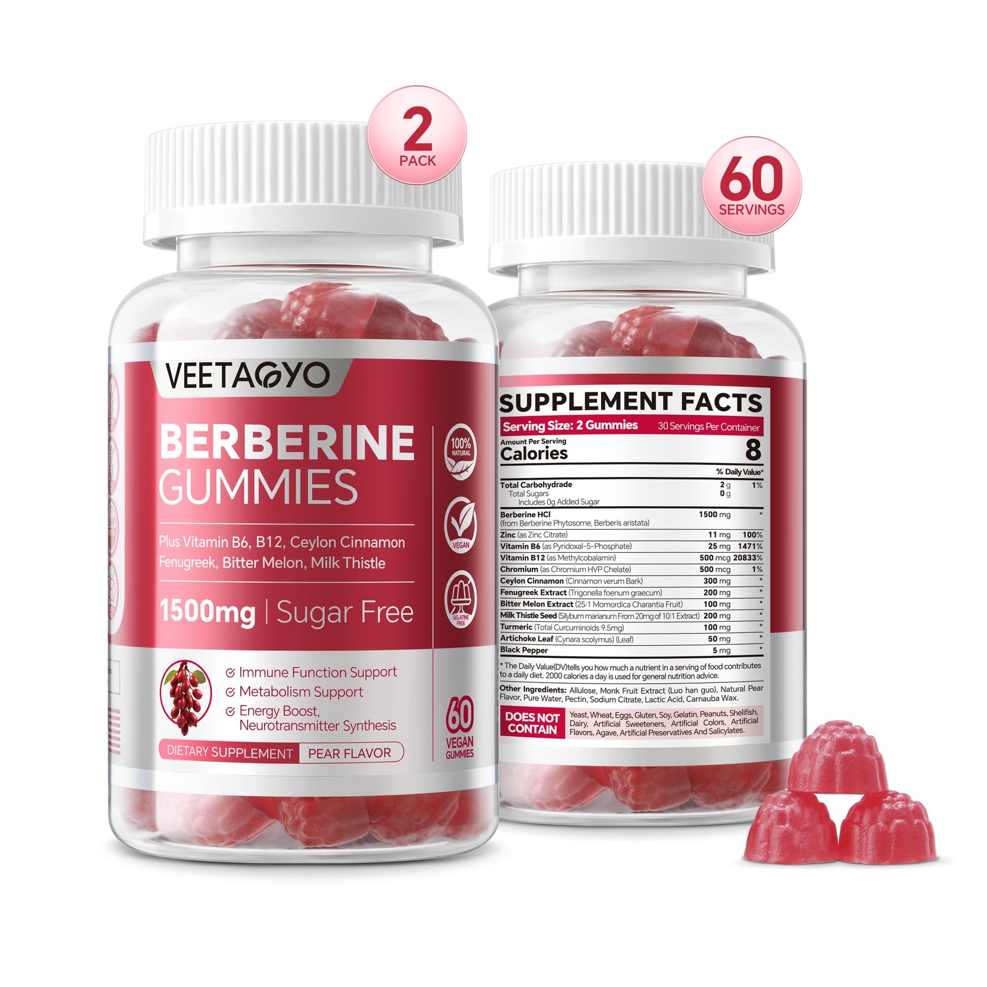 VEETAGYO Berberine Supplement Gummies 120