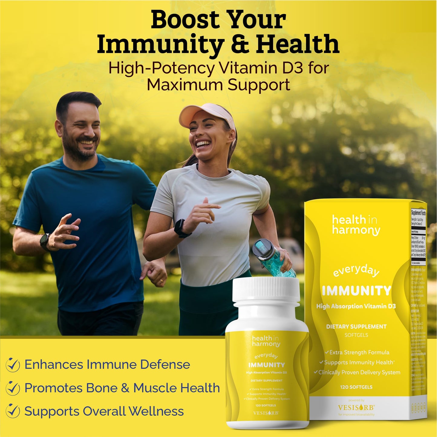 HEALTH IN HARMONY Everyday Immunity 4000 IU Vitamin D3 Supplement Softgels 60