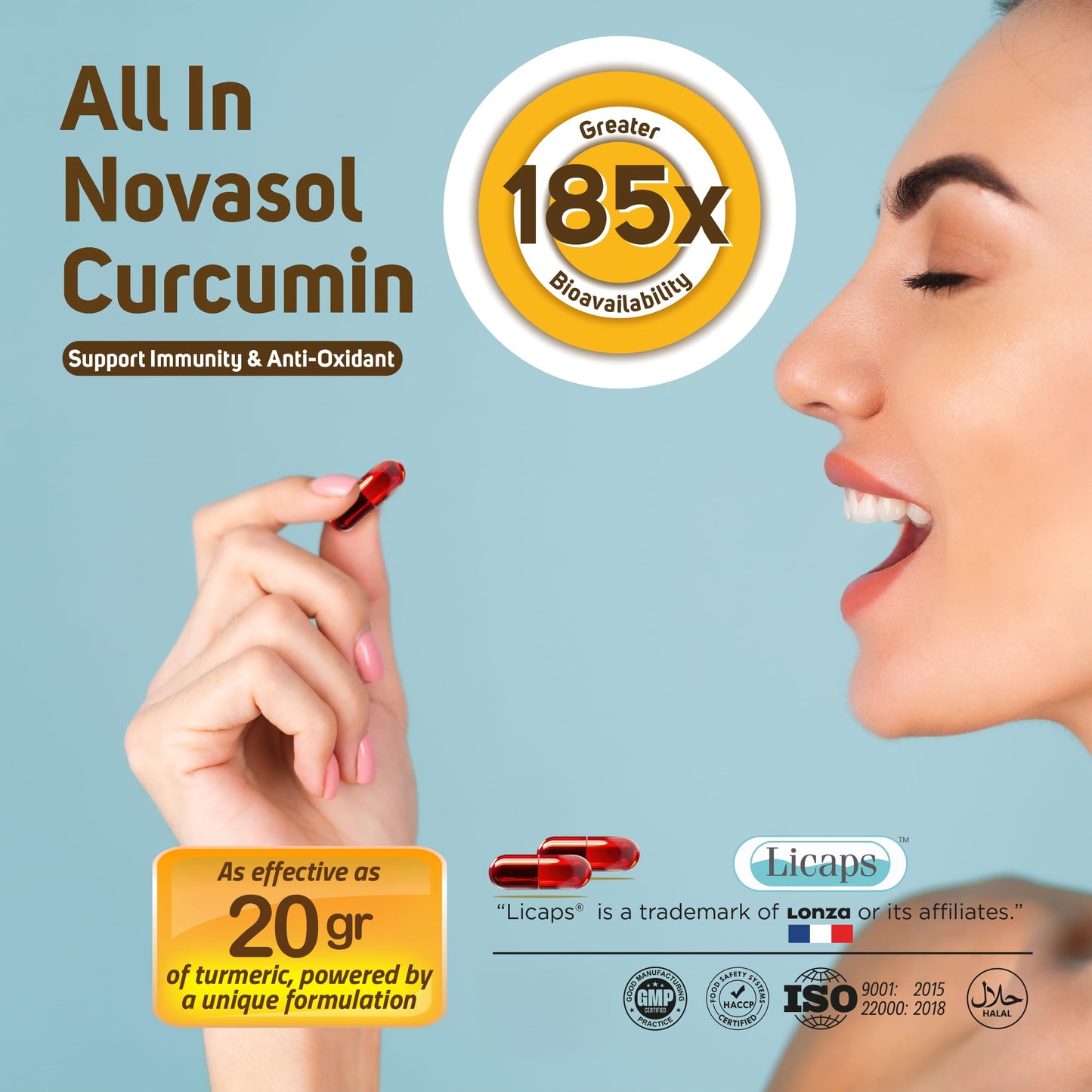 Camrusepa All in Novasol Curcumin Herbal Supplement Capsules 60 Count