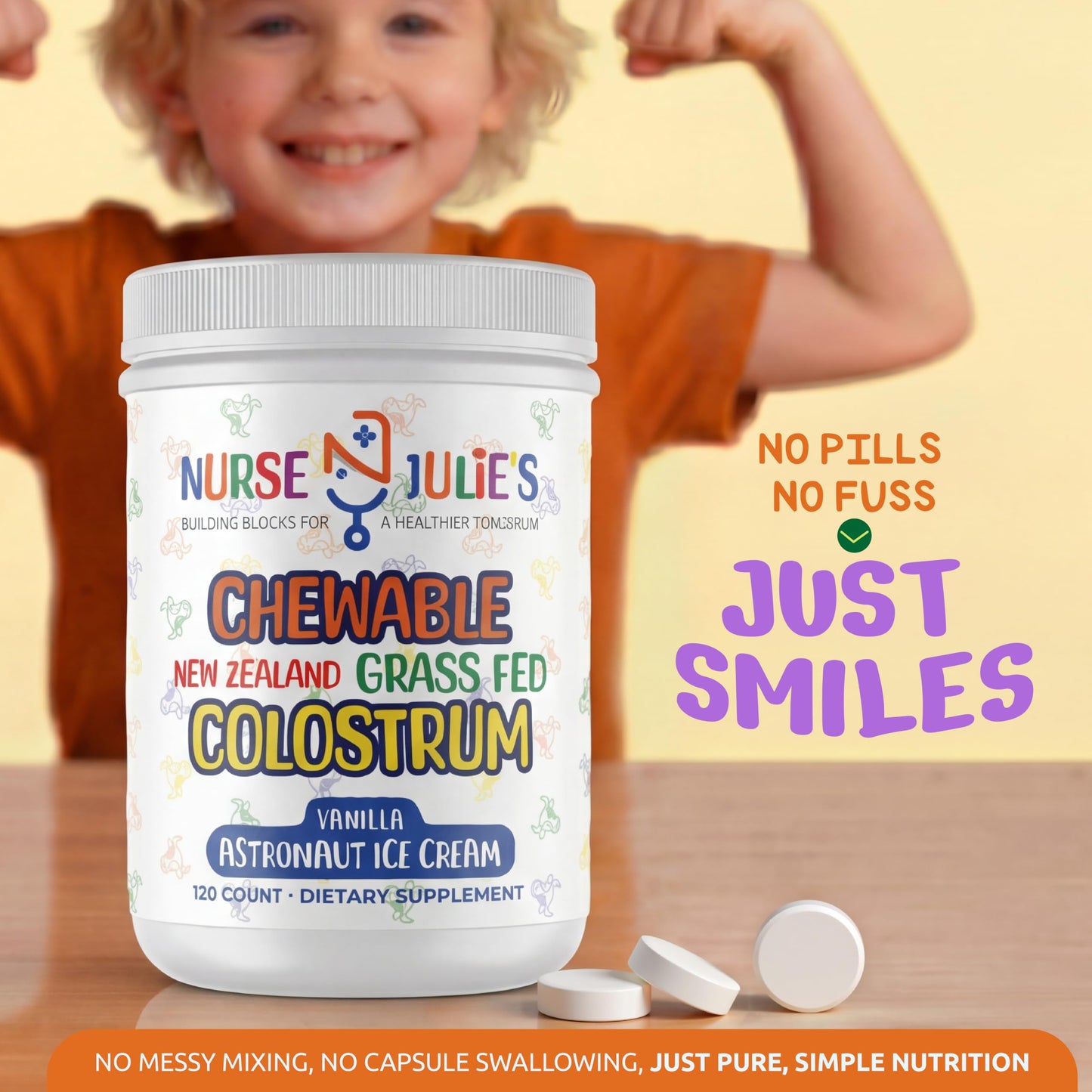 Nurse Julie's Colostrum for Kids Chewable Tablets, 120 Tablets