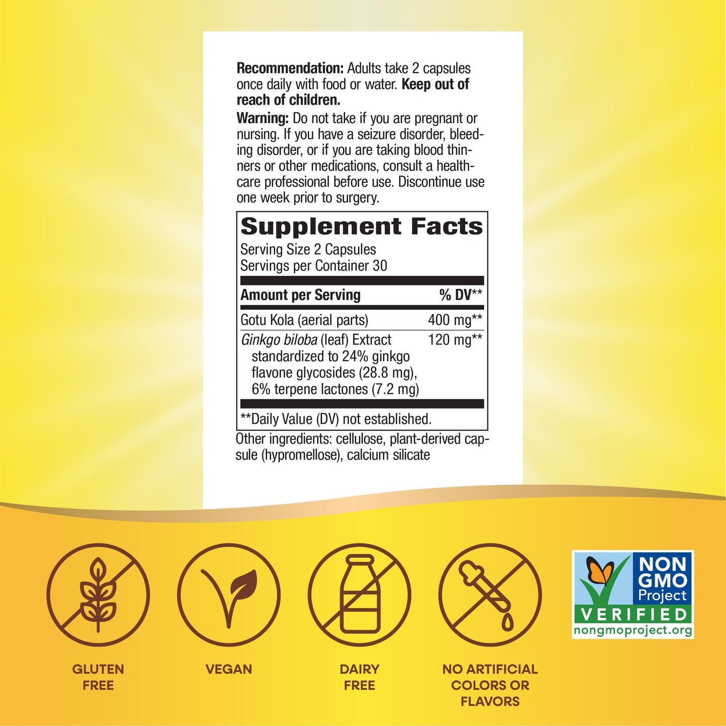 Nature's Way Ginkgo Premium Extract Capsules, 60 Capsules