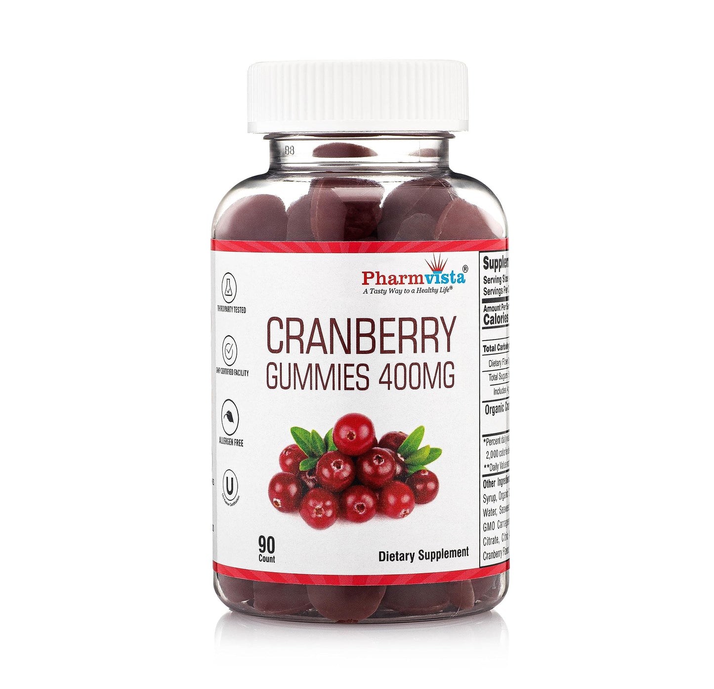 Pharmvista Cranberry Gummies for Kids & Adults 90 Count