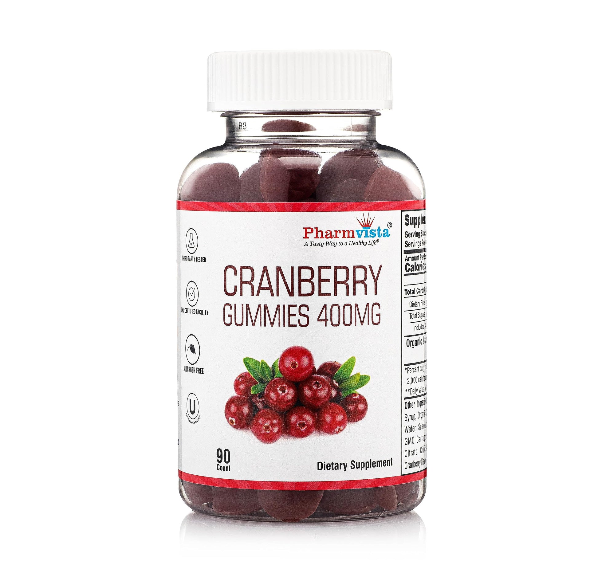 Pharmvista Cranberry Gummies for Kids & Adults 90 Count
