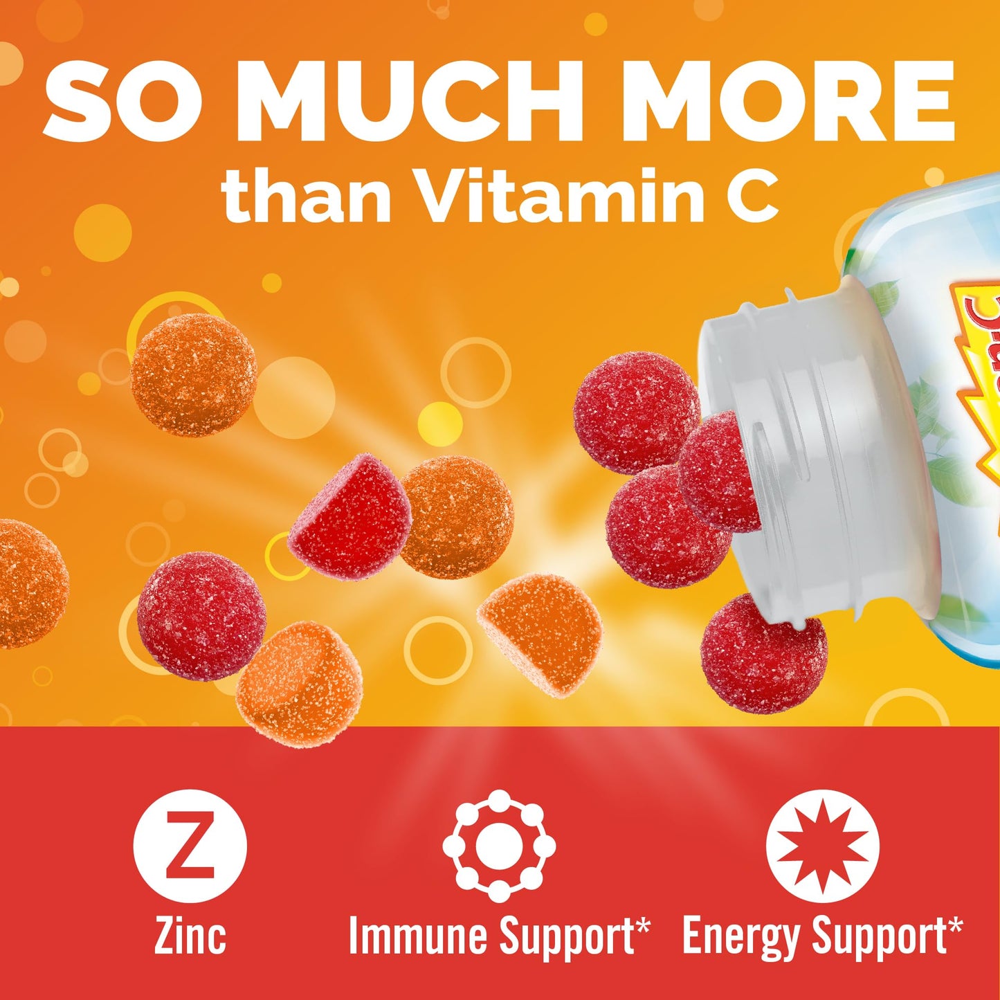 Emergen-C 750mg Vitamin C Gummies, Immunity Gummies with B Vitamins, Gluten Free, 45 Count