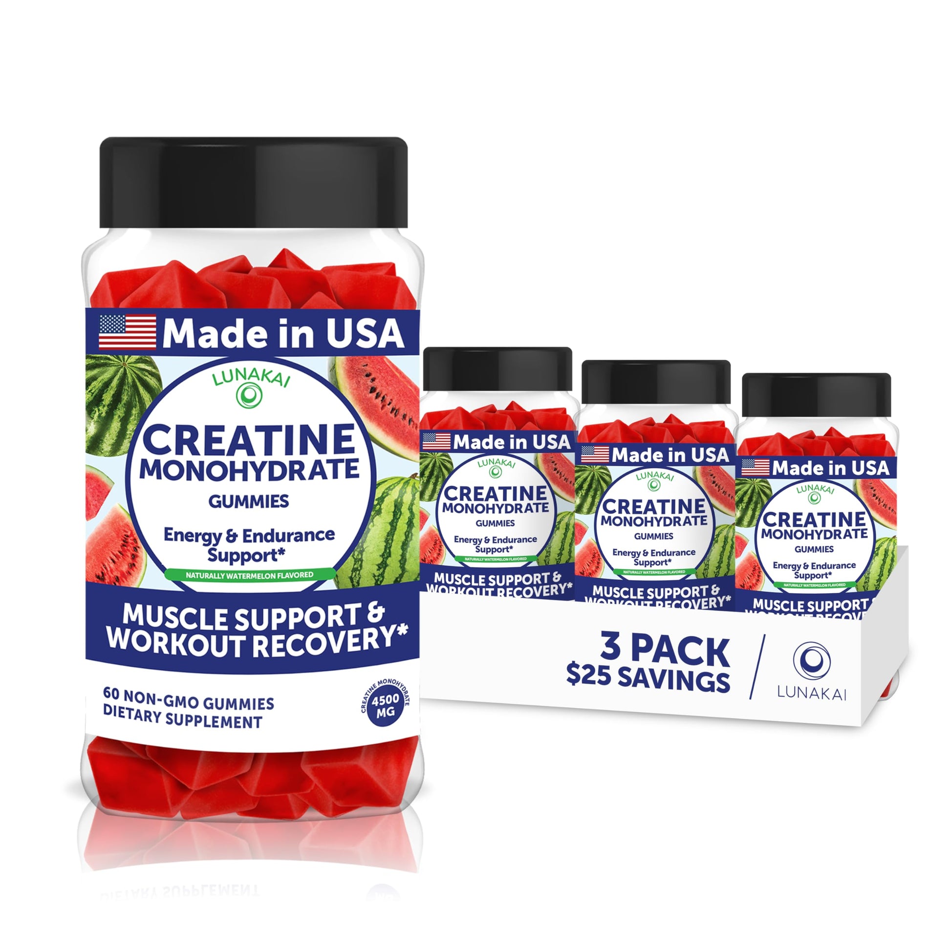 Lunakai Creatine Monohydrate Gummies, 60 Gummies